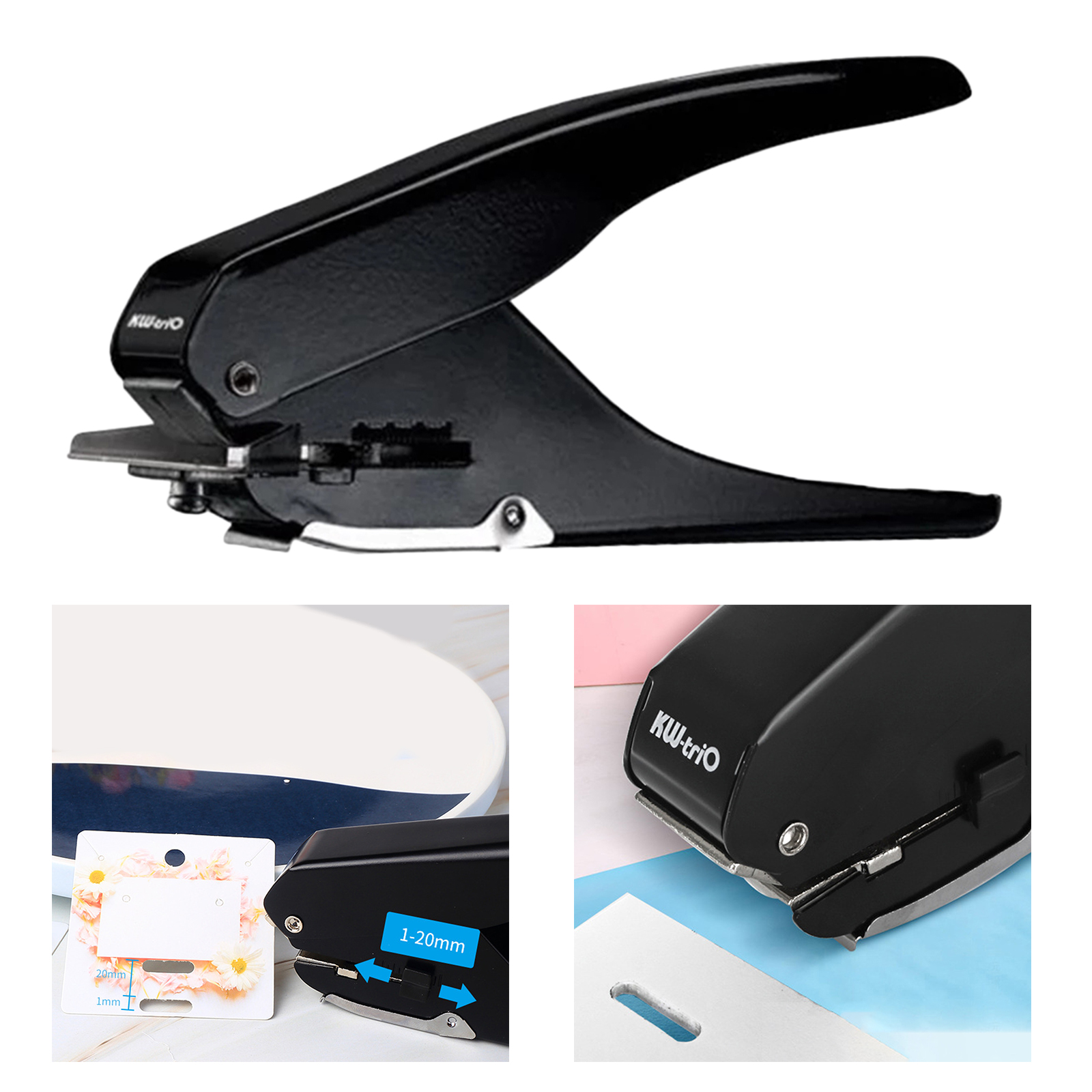 Handheld Paper Punch Hole Puncher 10 Sheets Capacity Card Tags Picture Punching Tool
