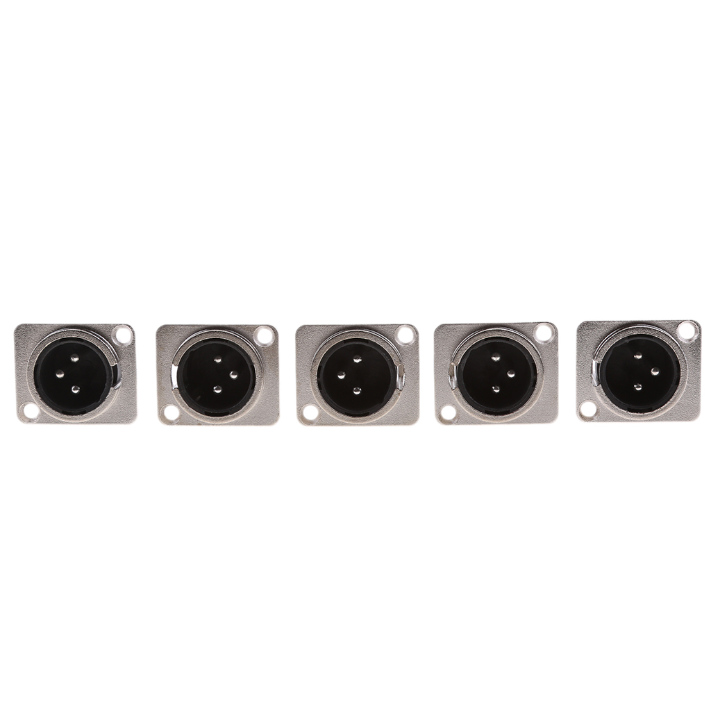 5pcs XLR 3 Pin Male Mic Panel Mount Solder Connector Adapter