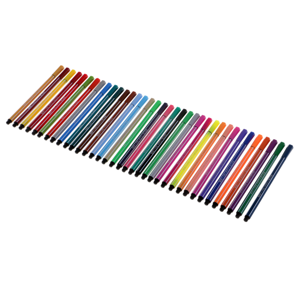 36 Pieces Assorted Color Fibre Felt Tip Coloring Pen Washable for Kids Children Drawing Graffiti Doodle School Art