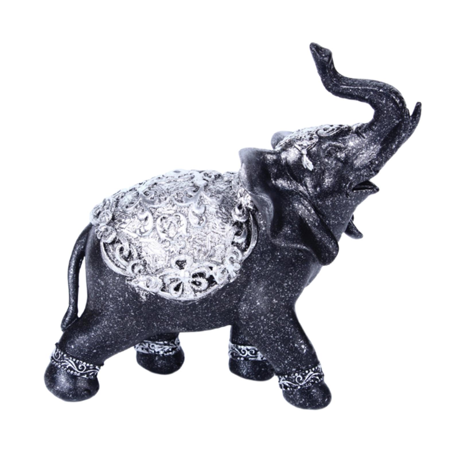 Elephant Figurine Auspicious Collectible Sculpture Statue for Cabinet Shelf