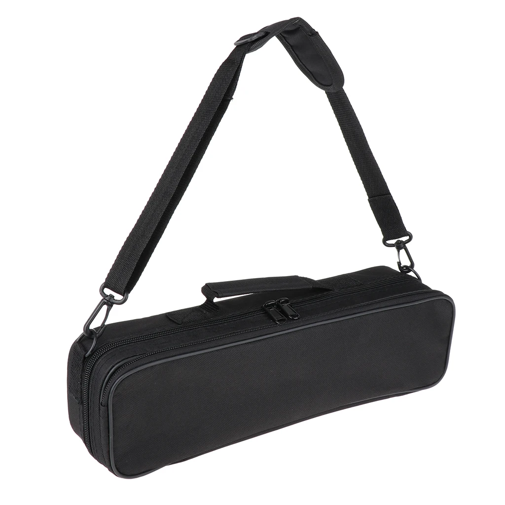 Padded Flute Gig Bag 16 Holes Flute Case with Shoulder Strap and Carry Handle - Black