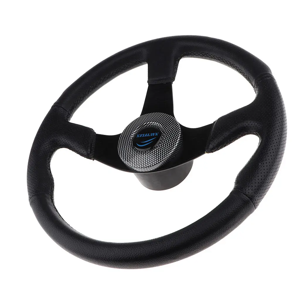 Alloy Marine Steering Wheel 3 Spoke 3/4inch Shaft for Yacht Boat Pontoon Weatherproof