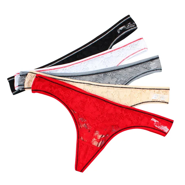  6 Pack Sexy Thong for Women Lace Low Waist Elastic Panties  Breathable G String Transparent T-Back Soft Underwear,Mult : ביגוד, נעליים  ותכשיטים