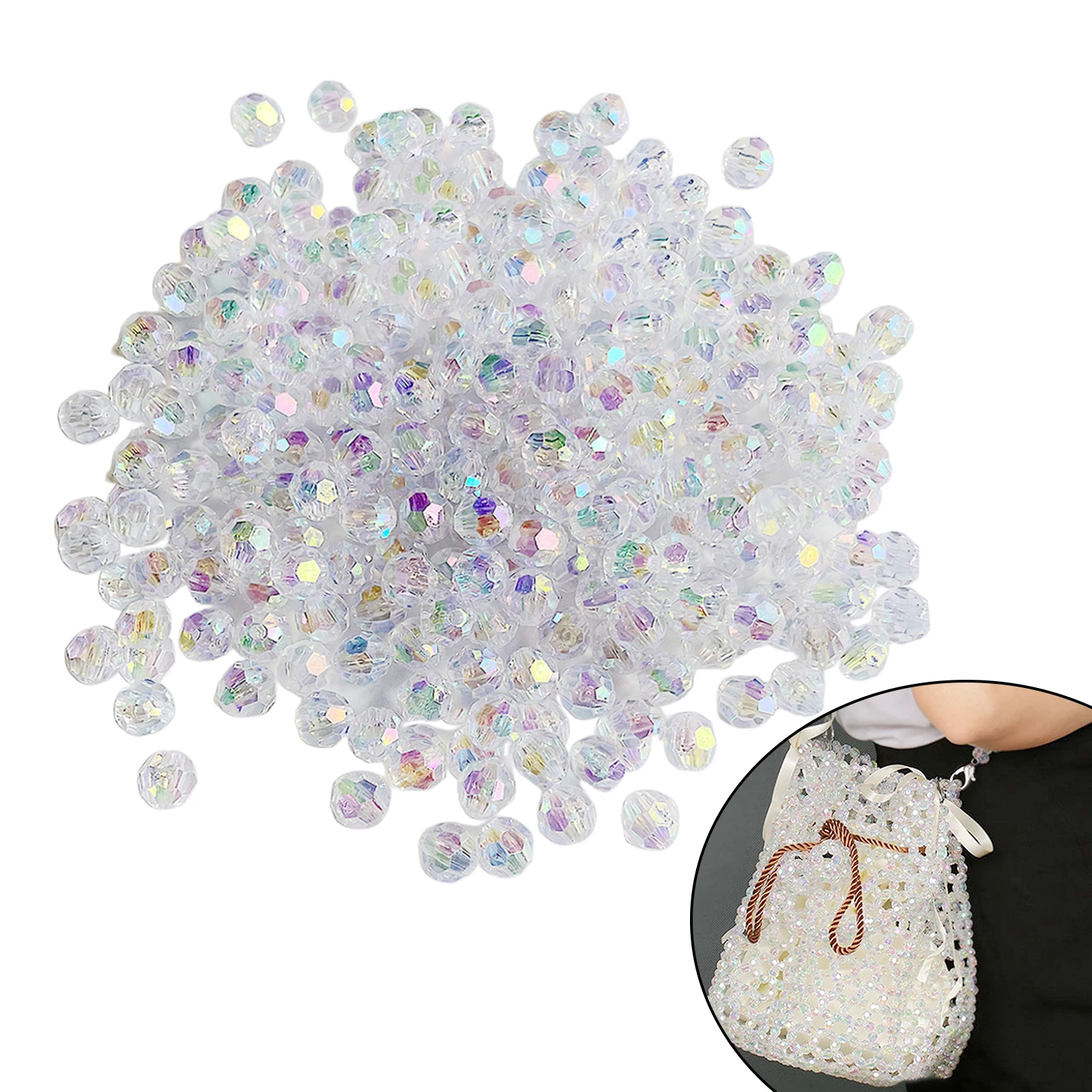 500x Clear Acrylic Beads AB Color Spacer Beads DIY Jewelry Beading Craft