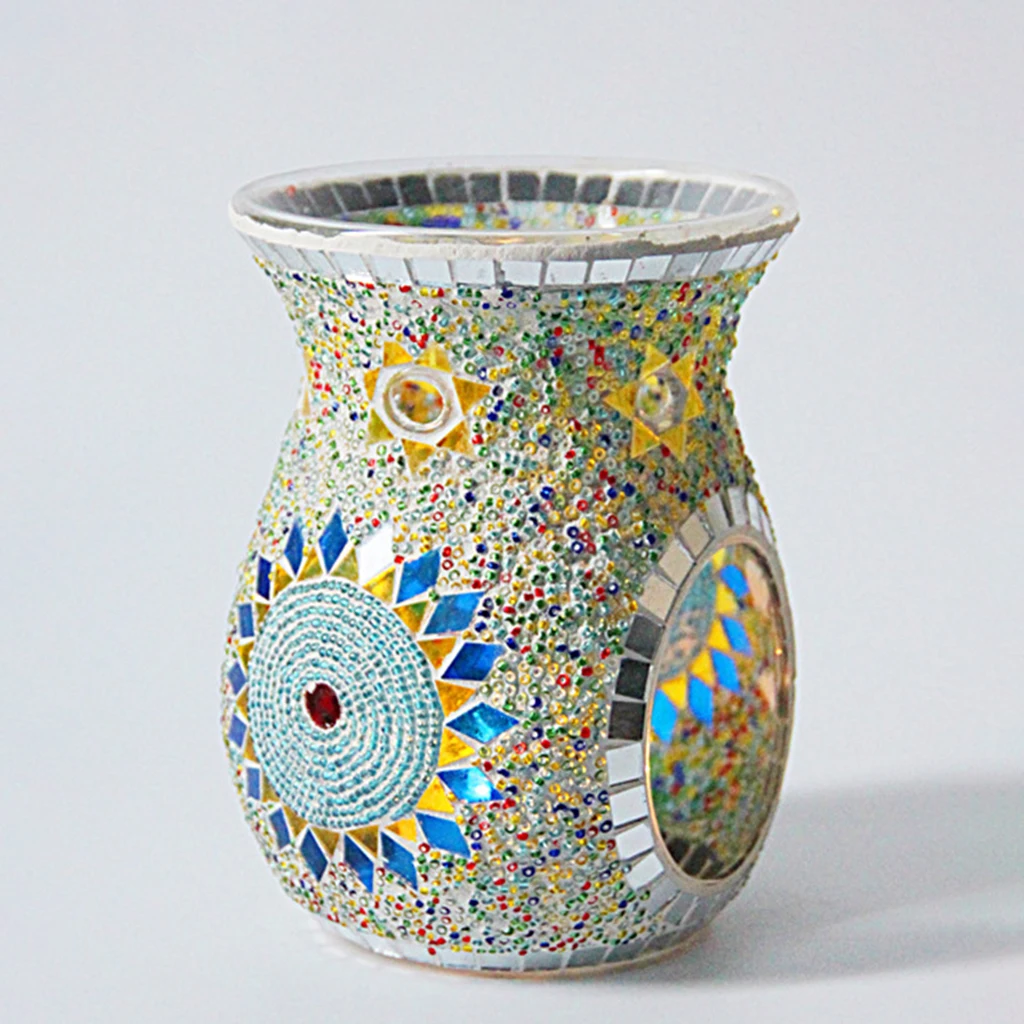 Mosaic Glass Oil Burner, Aromatherapy Essential Oil Diffuser, Tealight Candle Holder, for Scented Wax, Tealight, Melt Holder