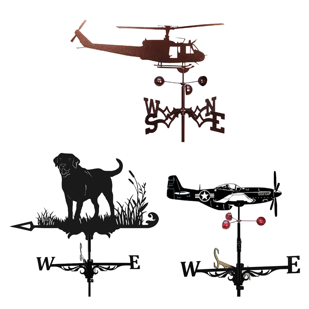 Weather Vane Wind Direction Indicators Home Roof Garden Farm Helicopter Metal Weathervane Farm Durable Roof Mount