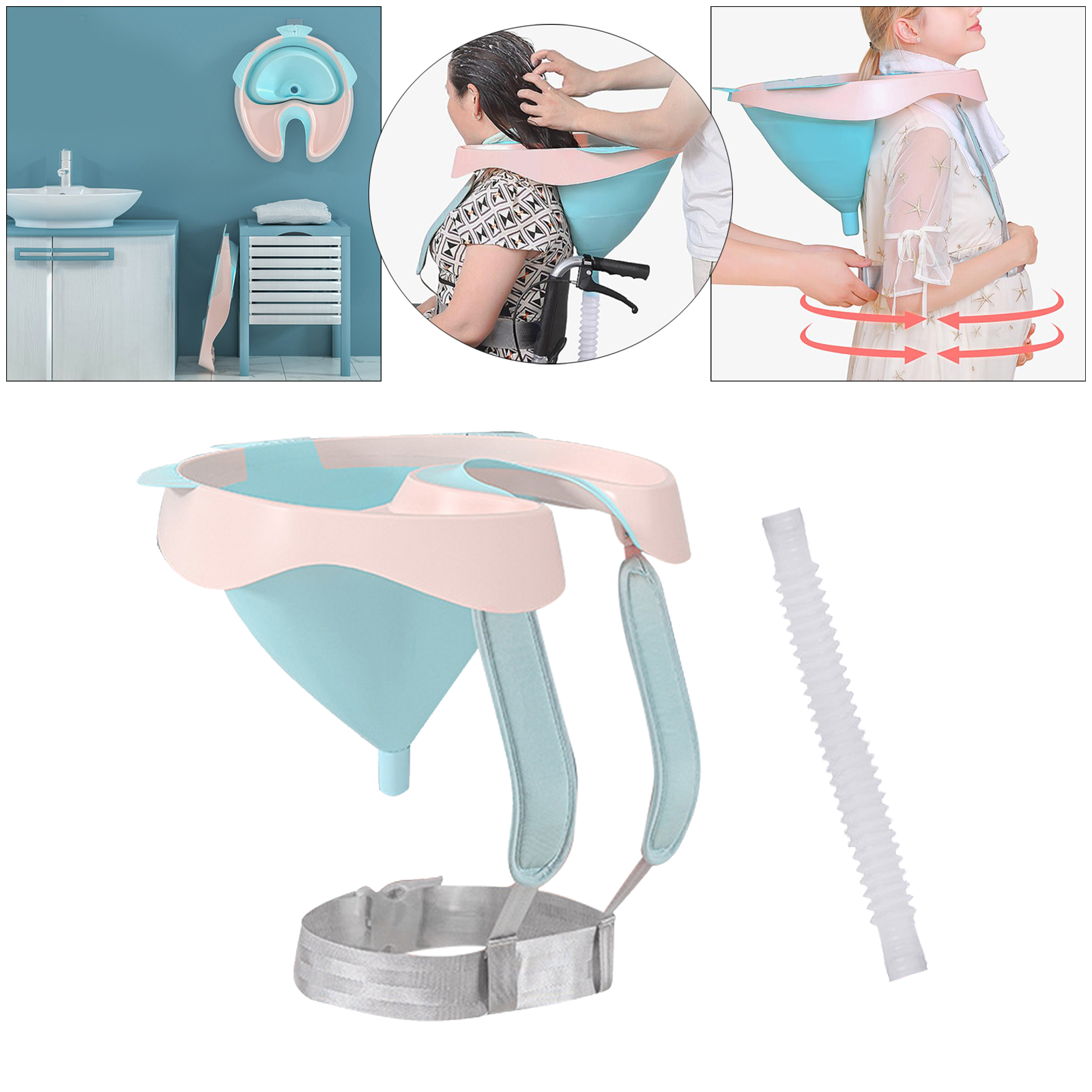 Portable Foldable Shampoo Basin Hairdressing Sink Bowl with Drain Tube for While in Wheelchair or Chair Convenient Accessories