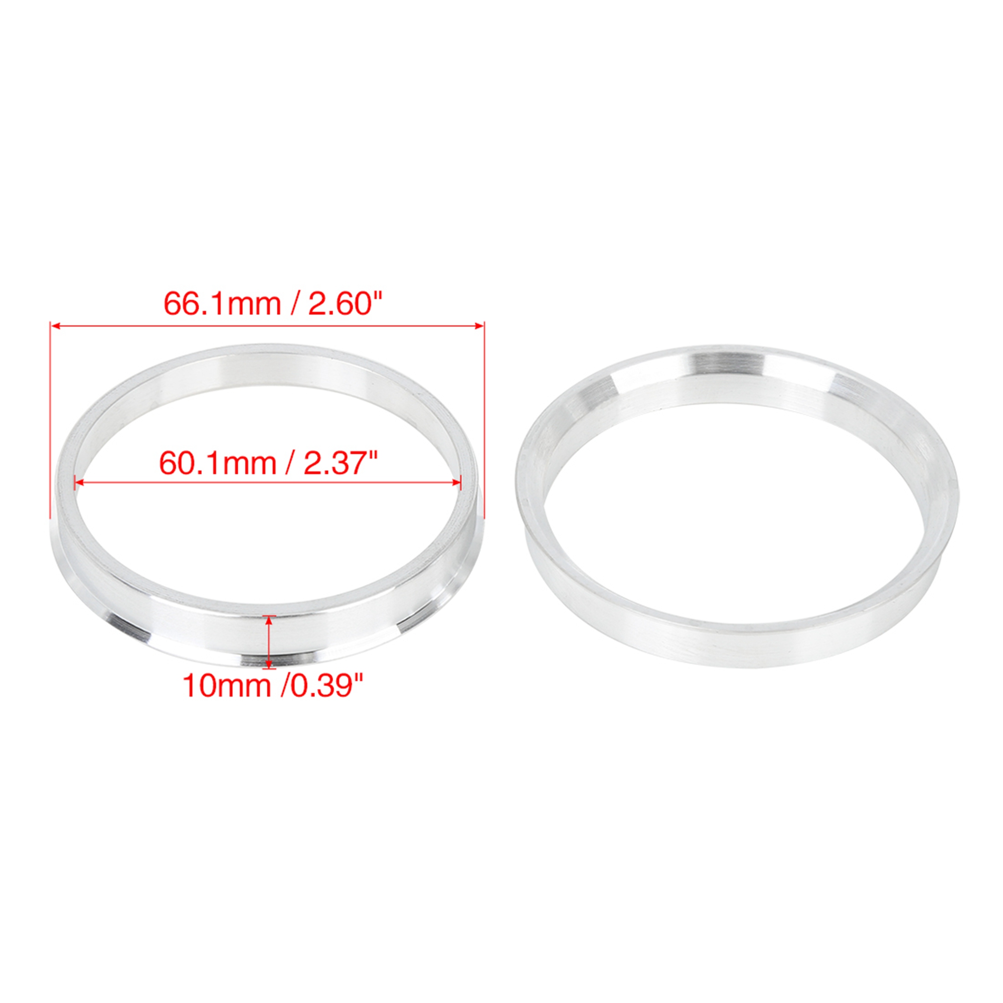 Uxcell 4 stücke 56,6-54,1mm 60,1-54,1mm 65,1-57,1mm 66,1-60,1mm Aluminium legierung Auto Hub Centric Ringe Rad Bohrung Spacer – Detail 2
