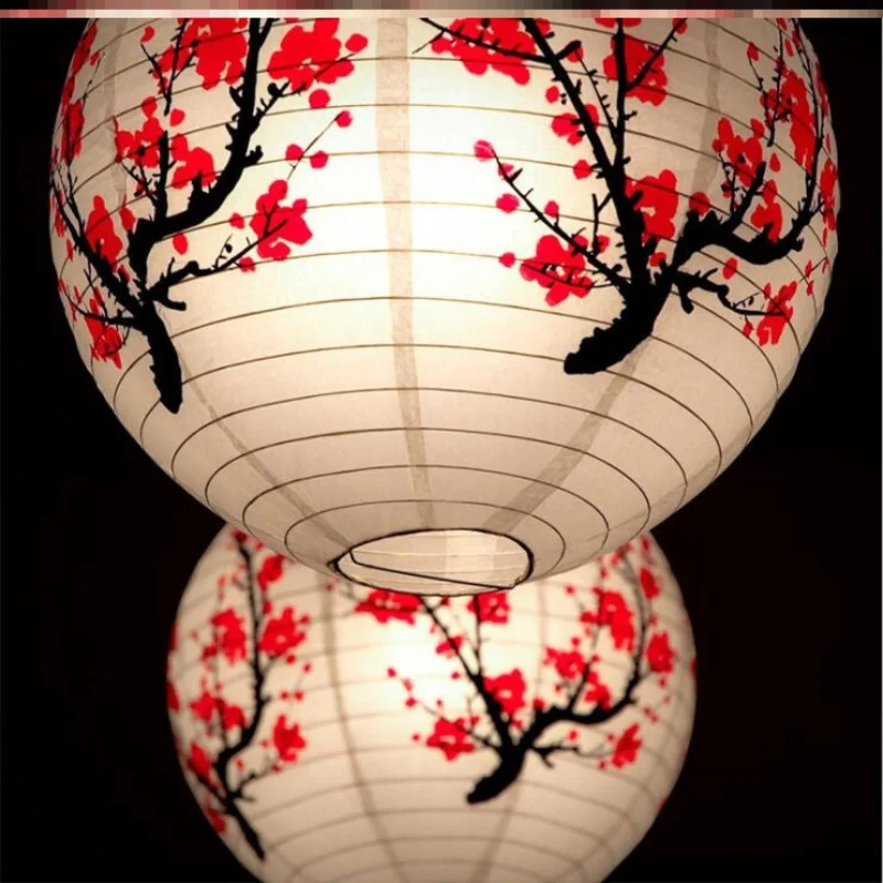 8/12 inch Plum Blossom Paper Lantern Lamp Light Shade Oriental Chinese Japanese 