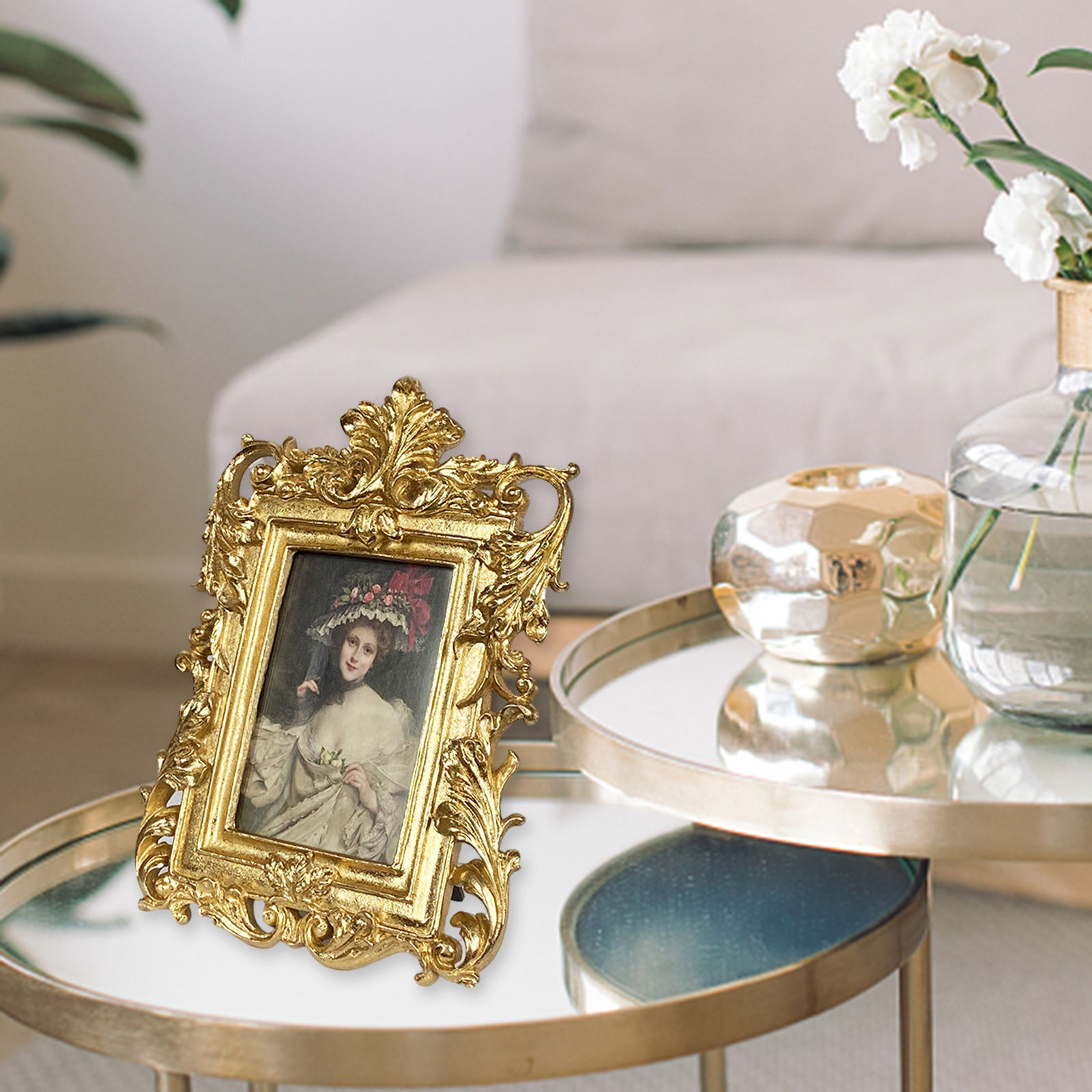 Antique Picture Frame Retro Style Photo Frame Photo Display for Christmas Holiday Wedding Home Bedroom Tabletop Decor Gift
