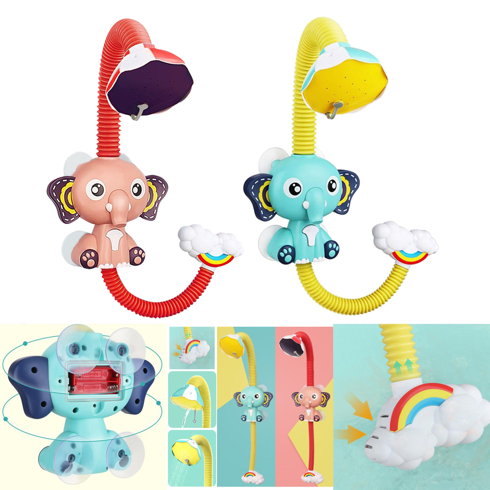 Electric Elephant Water Spray Bath Toys For Kids Baby Bathroom Bathtub Spray Shower Toys Strong Suction Cup On Bathtub Play Toy