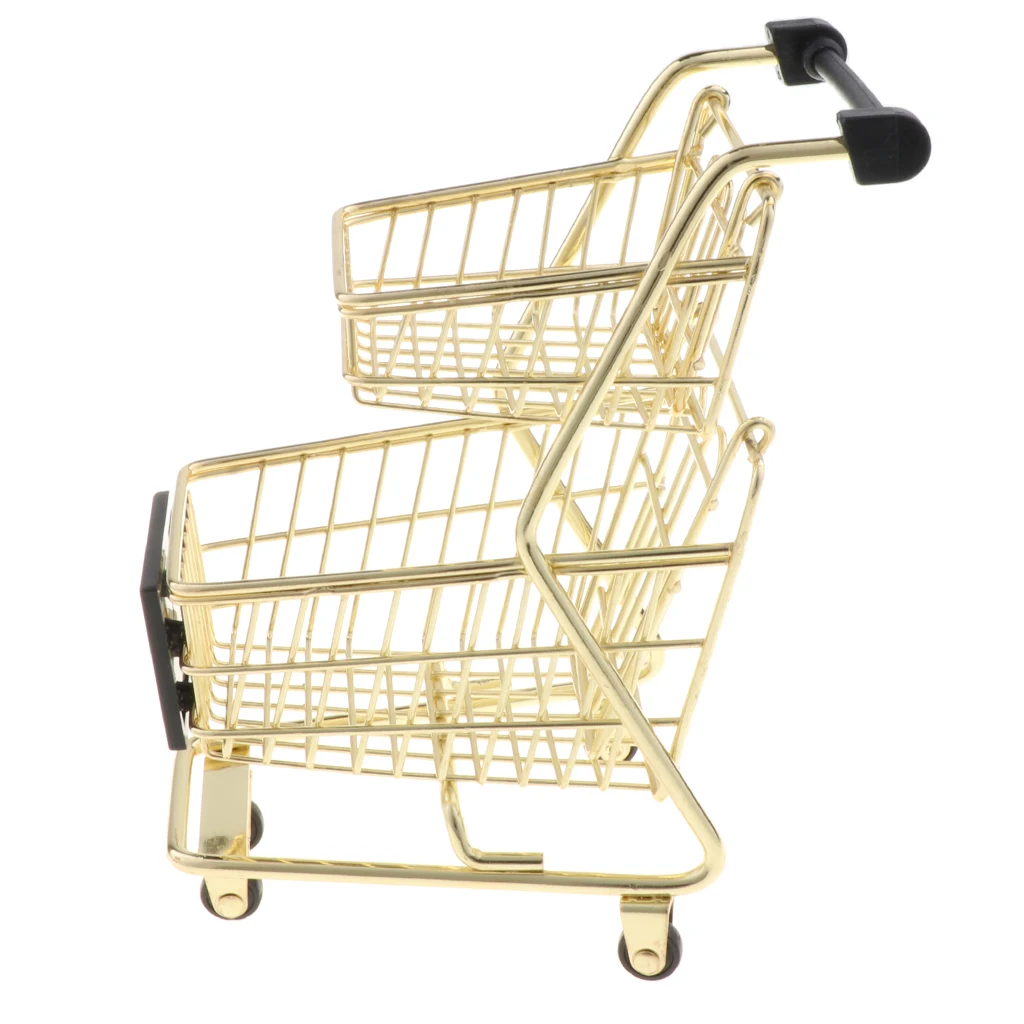 Mini Shopping Cart with Sturdy Metal Frame, Pen/ Pencil/ Cards Holder Desk Storage Toy