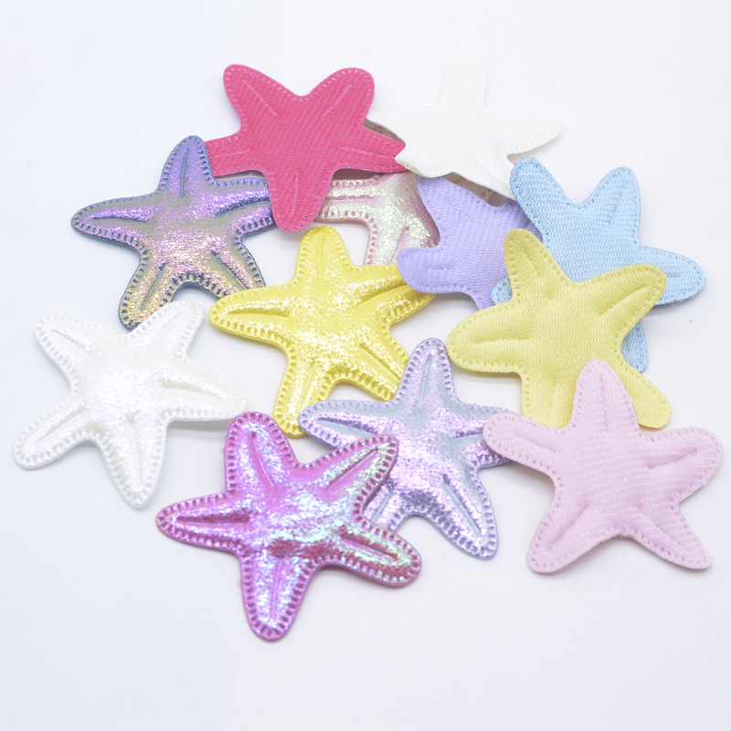 30 Stück 60 x 53 mm glitzernde Seestern-Applikationen, gepolsterte Aufnäher für Kleidung, Hut, Basteln, Nähzubehör, DIY-Kopfbedeckung, Haarspangen, Schleife, Dekor – Detail 3