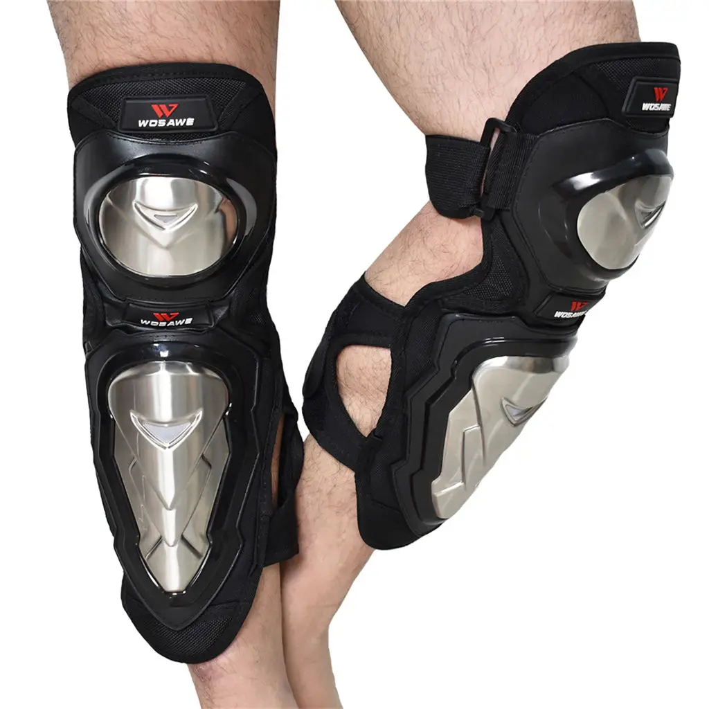 Stainless Steel Knee Pads Motorcycle Adult Knee Protector  Shin Guard
