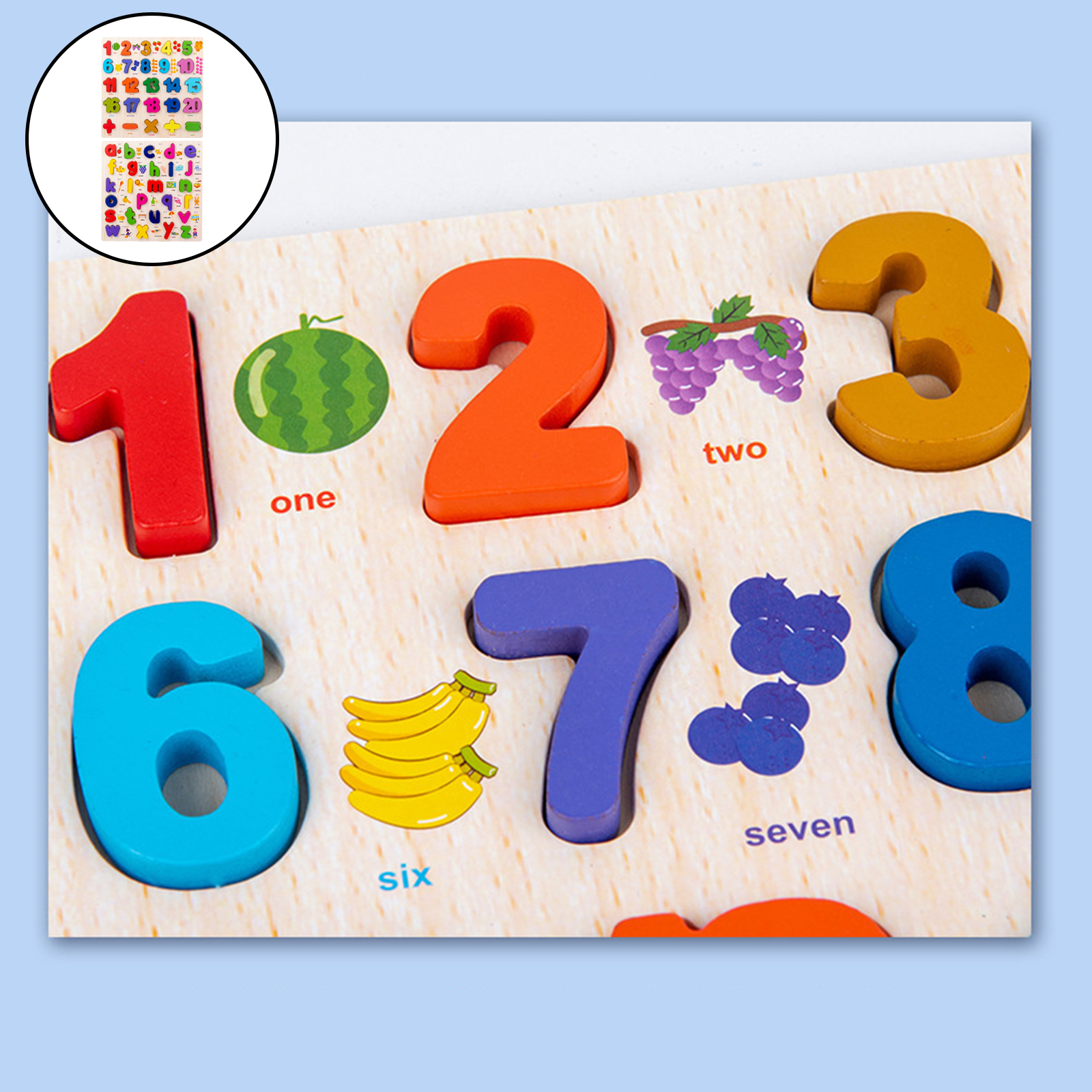 Wooden Alphabet Number Puzzle Developmental Montessori Learning Board for 3 4 5 Years Old Kids