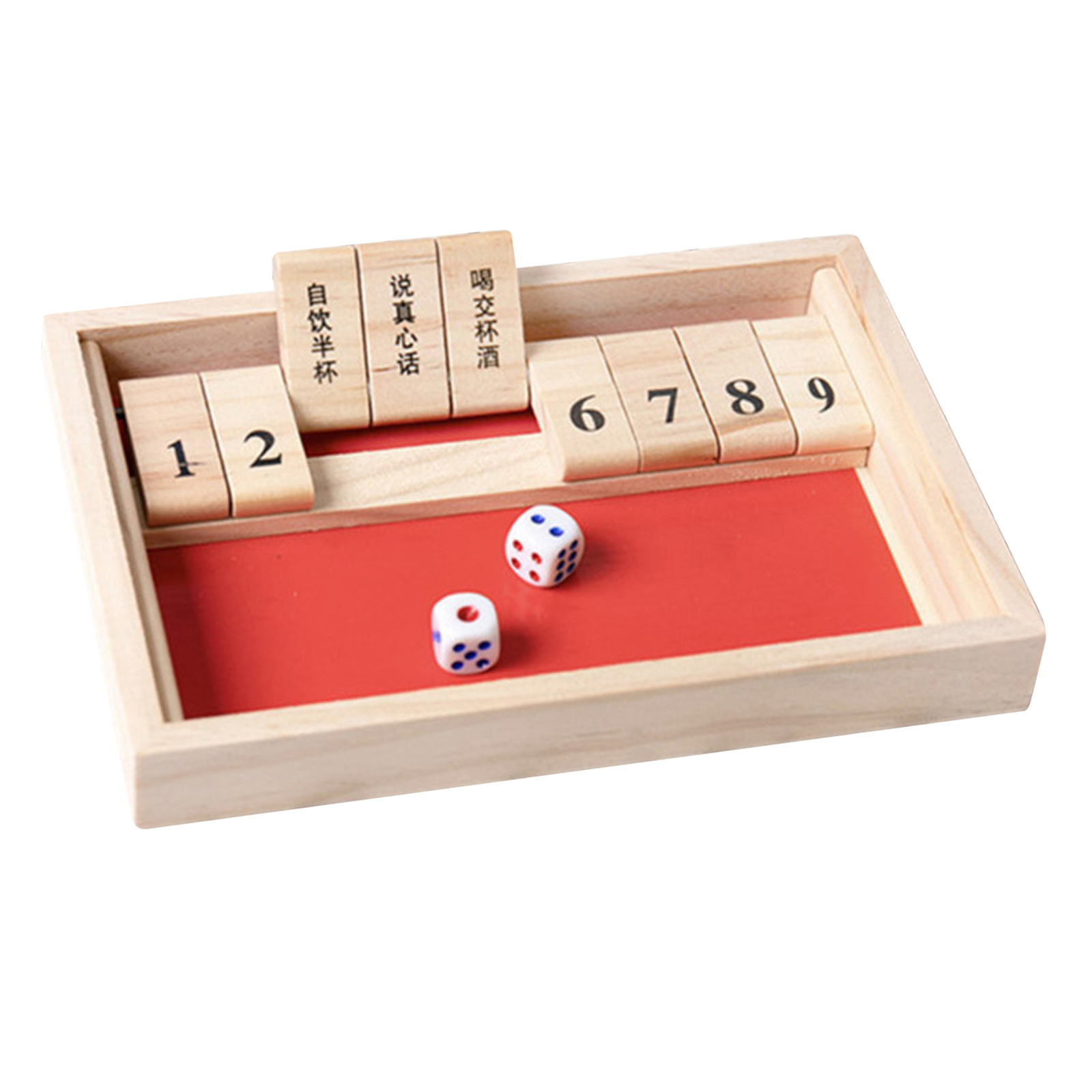 1-2 Player Shut The Box Wooden Table Board Game Classic Dice Number Puzzle Table Game Toy for Bar Club Friends Drinking Game