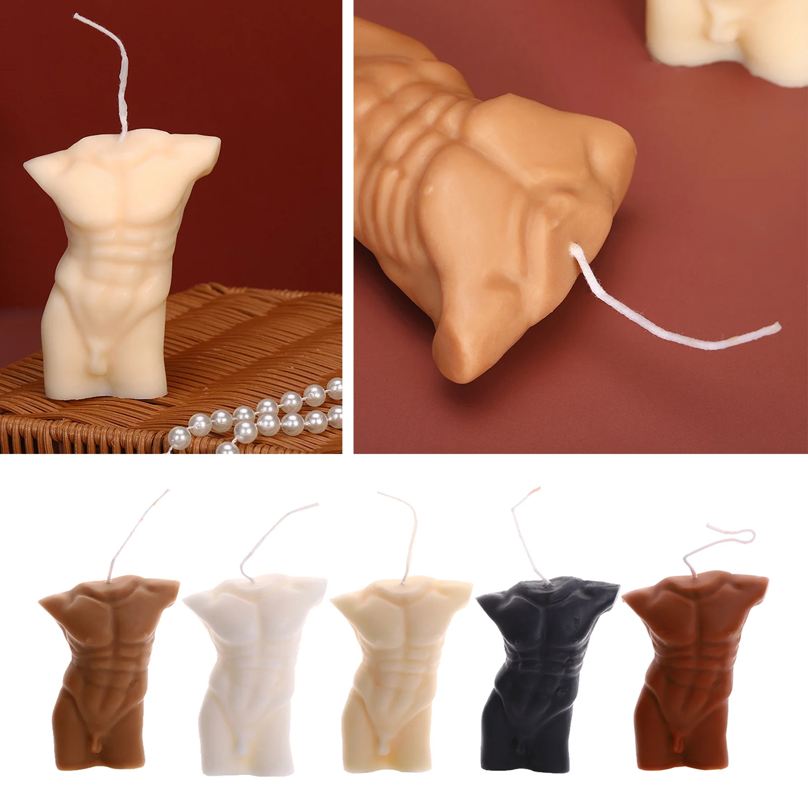 3D Male Body Soy Candle Bust Wax Candles Relaxation Fragrance Bedroom Home Wedding Party Club Photo Prop Accents