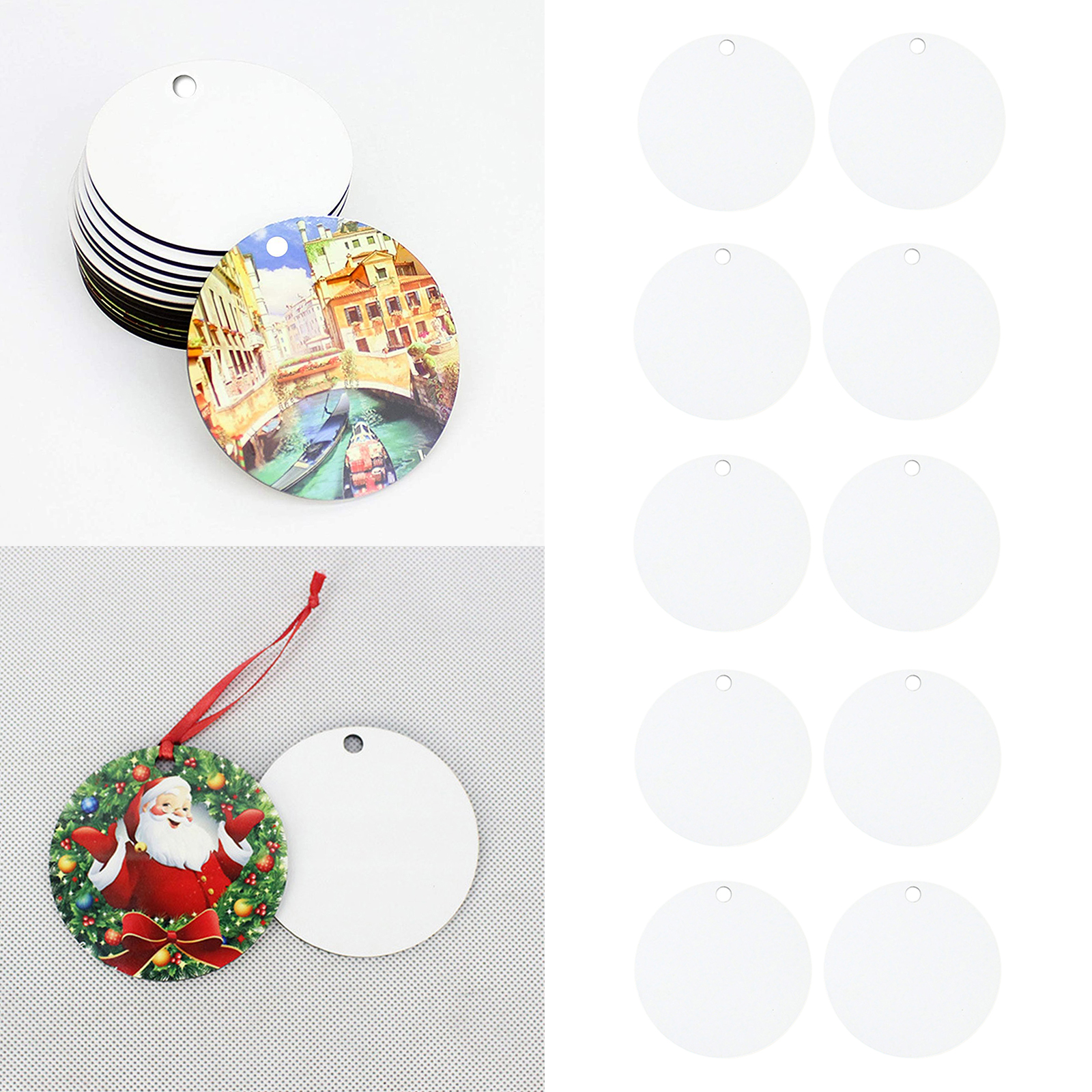 10 Pieces Sublimation Wooden Ornaments Sublimation Blank Pendants Personalized Christmas Tree Pendant Wooden Hanging Decor