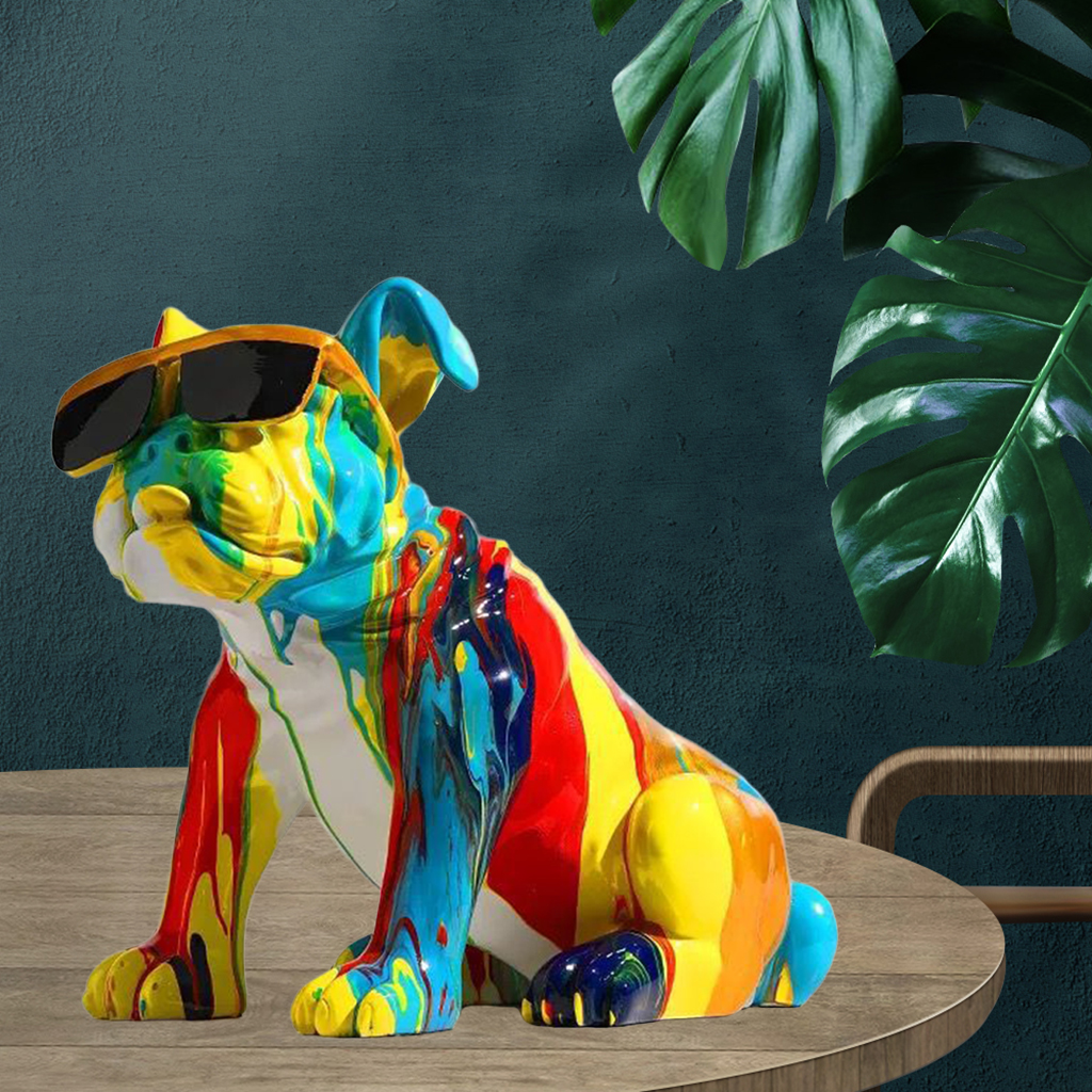Nordic Painted Colorful   Collectible Dog Figurine Sculpture Statue Ornament Art Crafts Sculpture Ornament Gifts Decor