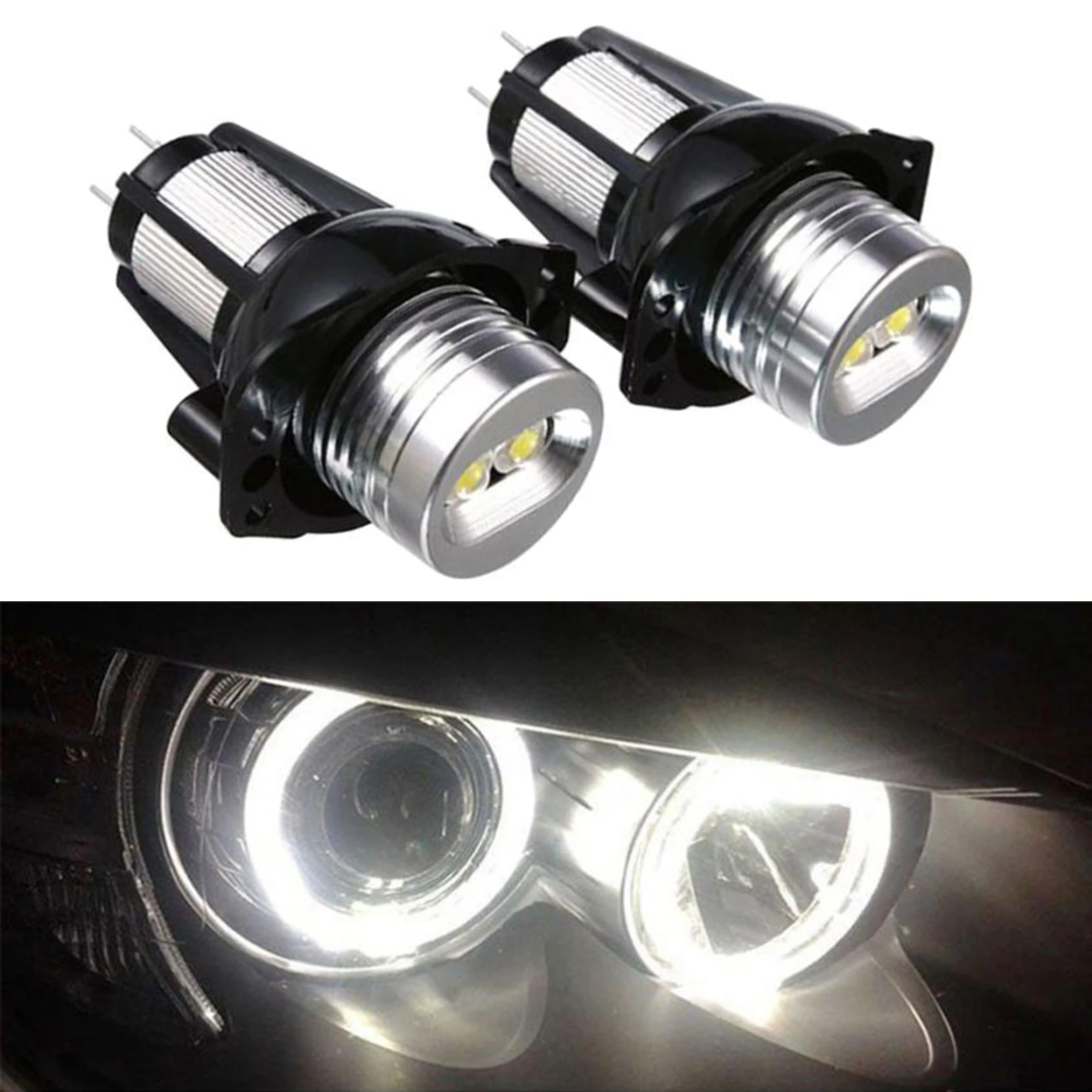 2Pcs High Power Angel Eyes Light Bulb, 12W 12V 6000K, Compatible with  E90 E91 05-08 Replace Parts Accessories