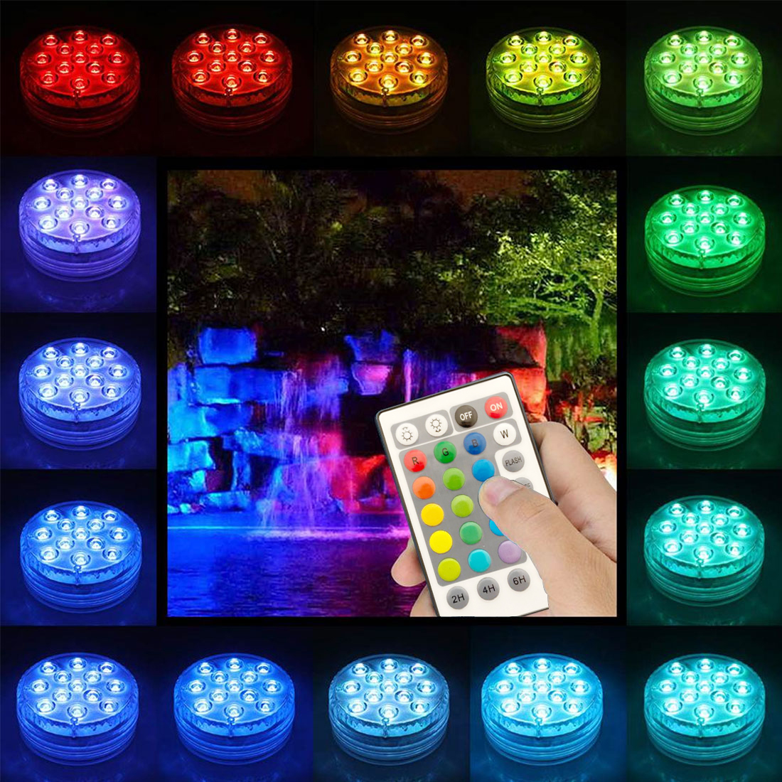 Subaquática para Tanque de Peixes Led à Prova Dwaterproof Água Bateria Operado Multi Cor Submersível Led Luz Lagoa Piscina Festa Casamento 12 3 12 led à prova dwaterproof água bateria