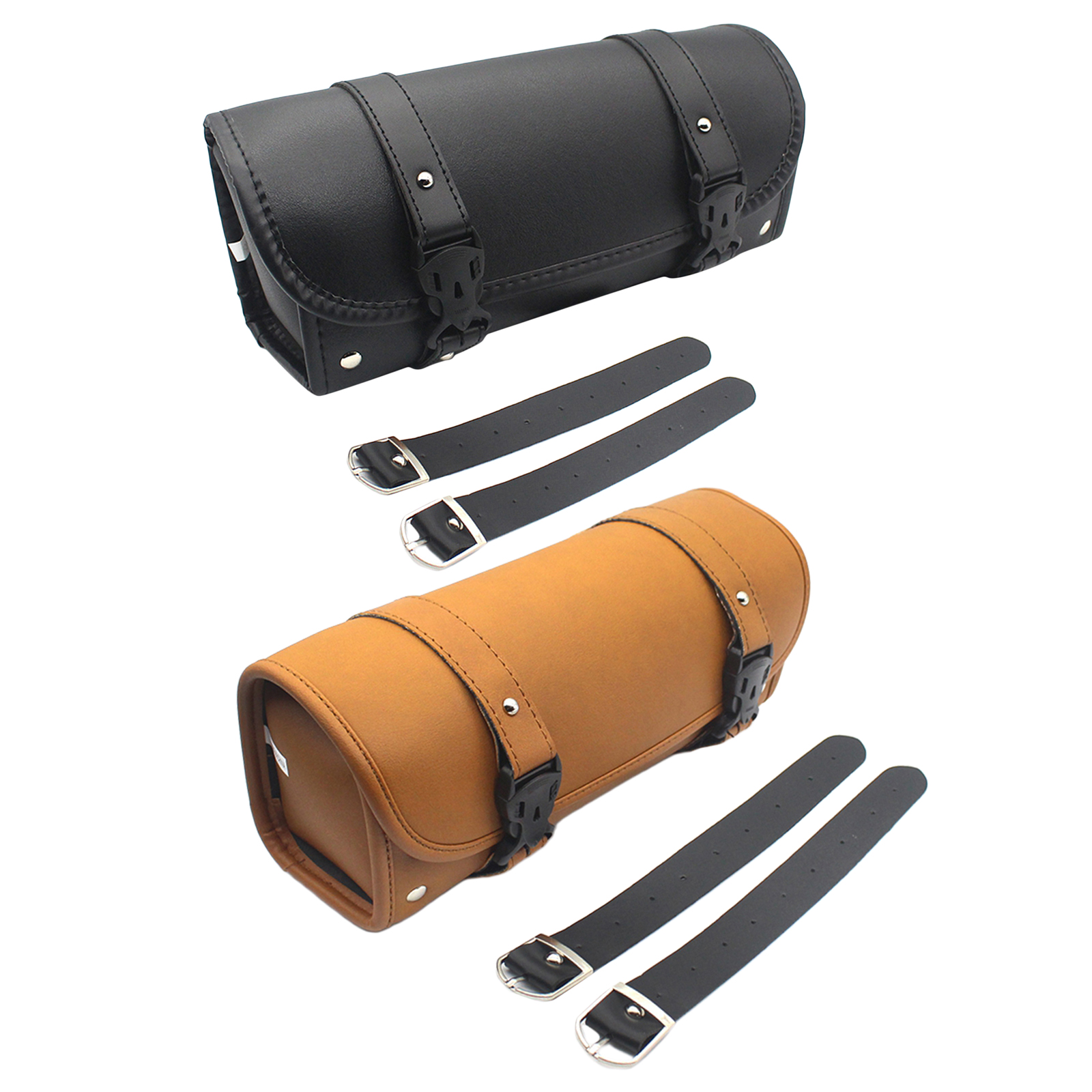 Vintage PU Leather Handlebar Bag Motorcycle Saddle Bag Tool Bag Travel Accessory Pouch