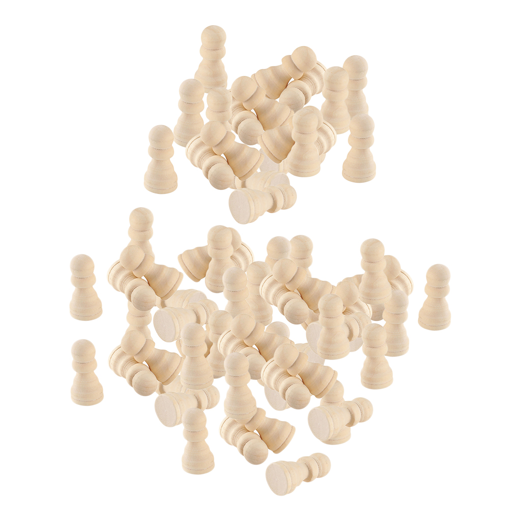Wooden Chess Set Chess Pieces Table Board Game Kids Educational Toys Unfinished Wood Dolls