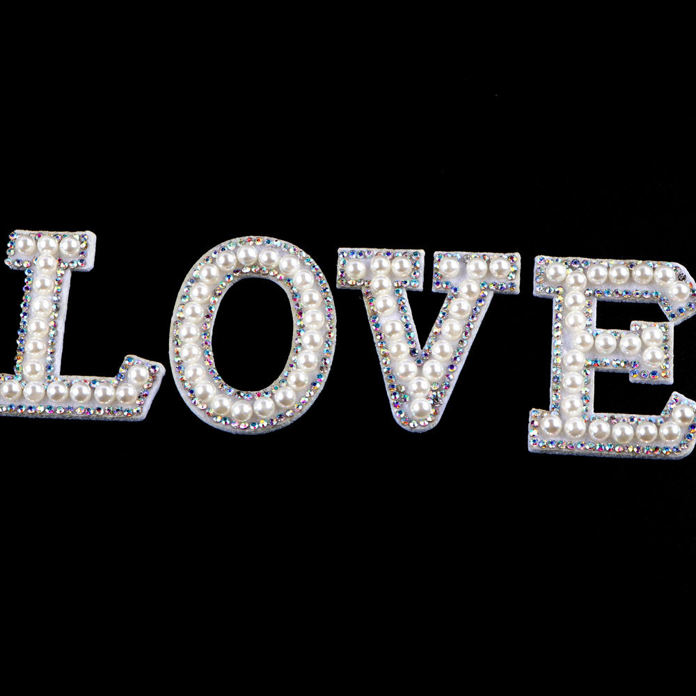 26 brief AB Strass Perle Englisch Alphabet Patch 3D Perlen Aufkleber Mixed Stickerei Patch Für Kleidung Logo Diy Applique – Detail 9