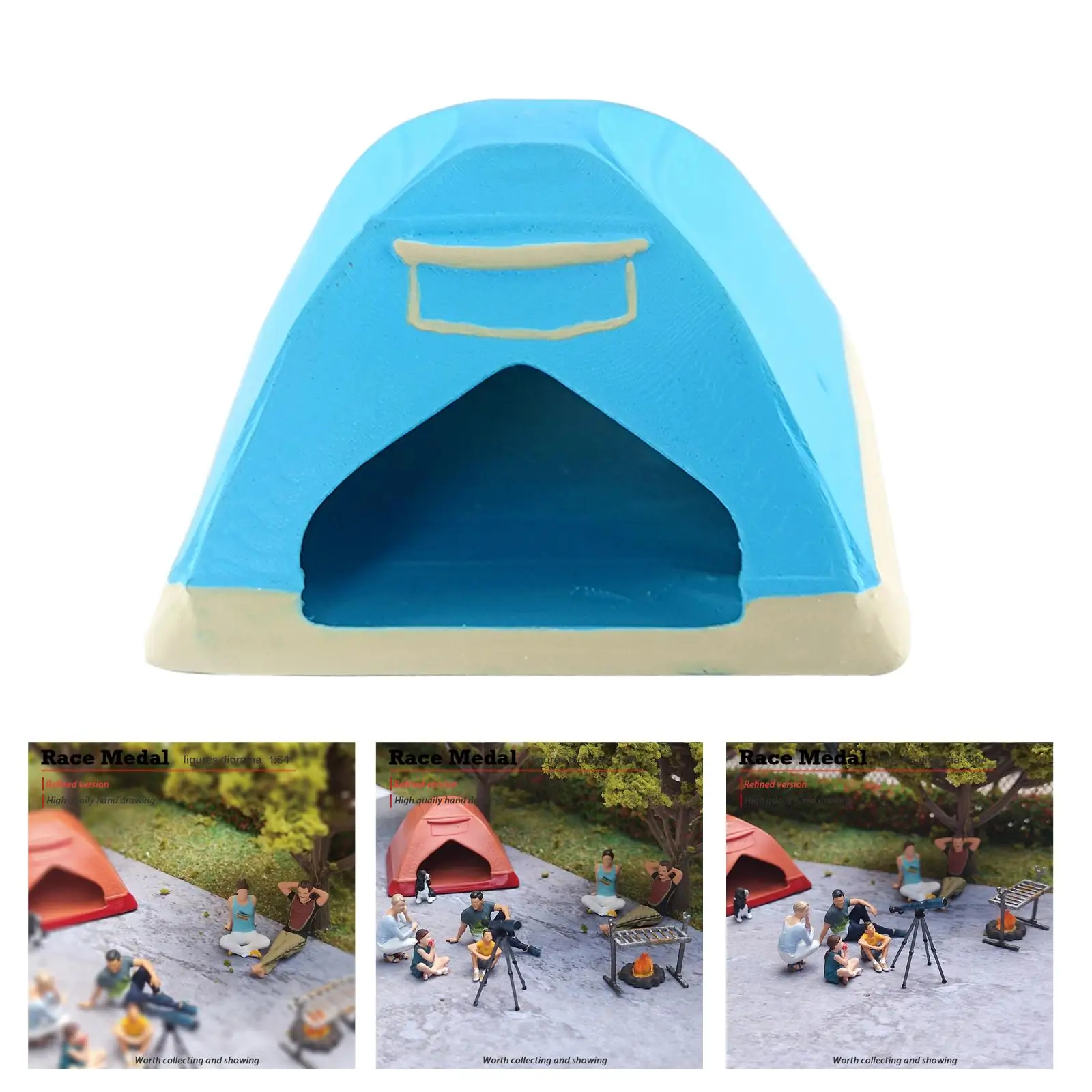 1:64 Hand Painted Resin Figures Doll Camping BBQ Scenes Building Kits Landscape Layout Diorama for Miniature Scene Accessories