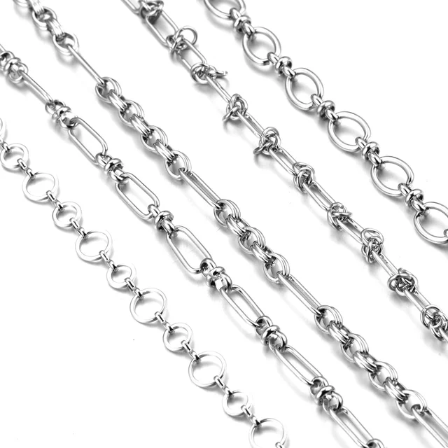 1meter/lot Rolo Cable Bulk Chains Stainless Steel Chain for Jewelry Making  Link DIY Punk Necklace Hiphop Bracelet Accessories