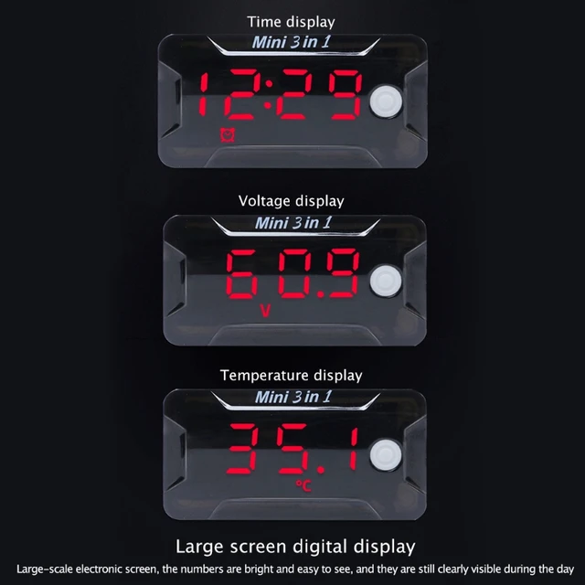 Universal 3-In-1 Motorrad Elektronische Uhr Thermometer Voltmeter