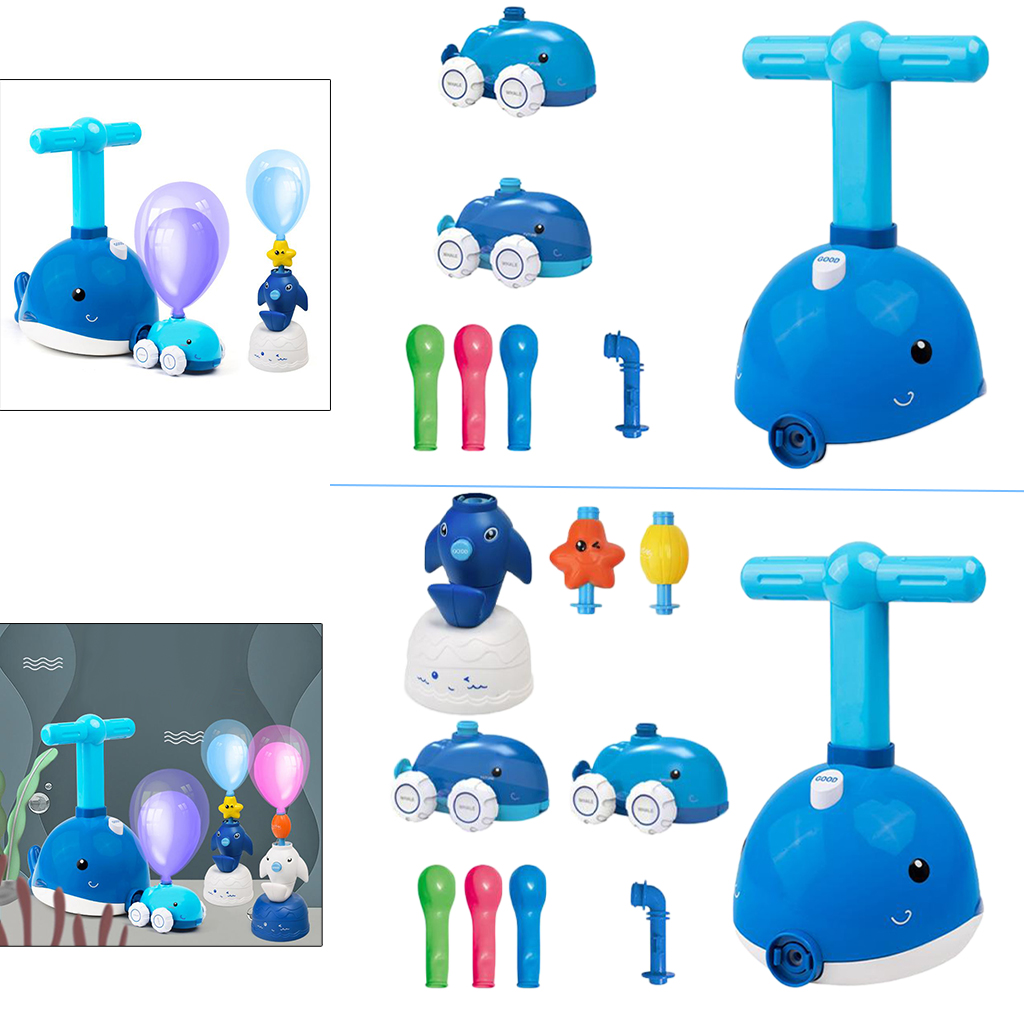 Balloon Pump Car for Kids, Balloon Powered Car Educational Science Dolphin Launcher Set