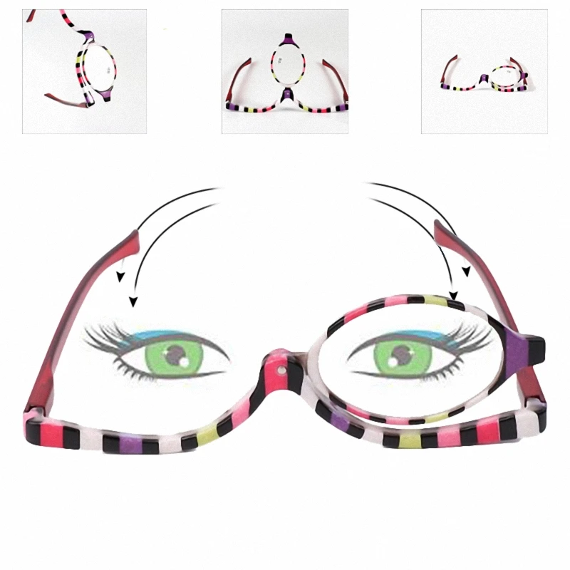 2Color Folding Portable Adjustable Women Magnifying Rotating Monocular Makeup Presbyopic Glasses +1.5/2/2.5/3/3.5/4 reading glasses with blue light filter