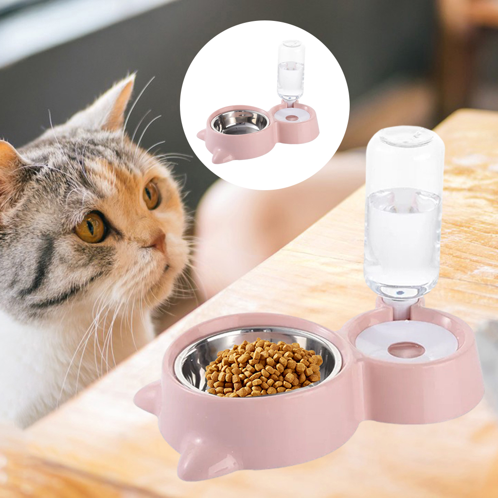 500ml Pet Bowls, Pet Feeder Double Bowl, Small Medium Dog Cat Feeding Water Food Bowls Holder Food Water Drinker for Cats Puppy