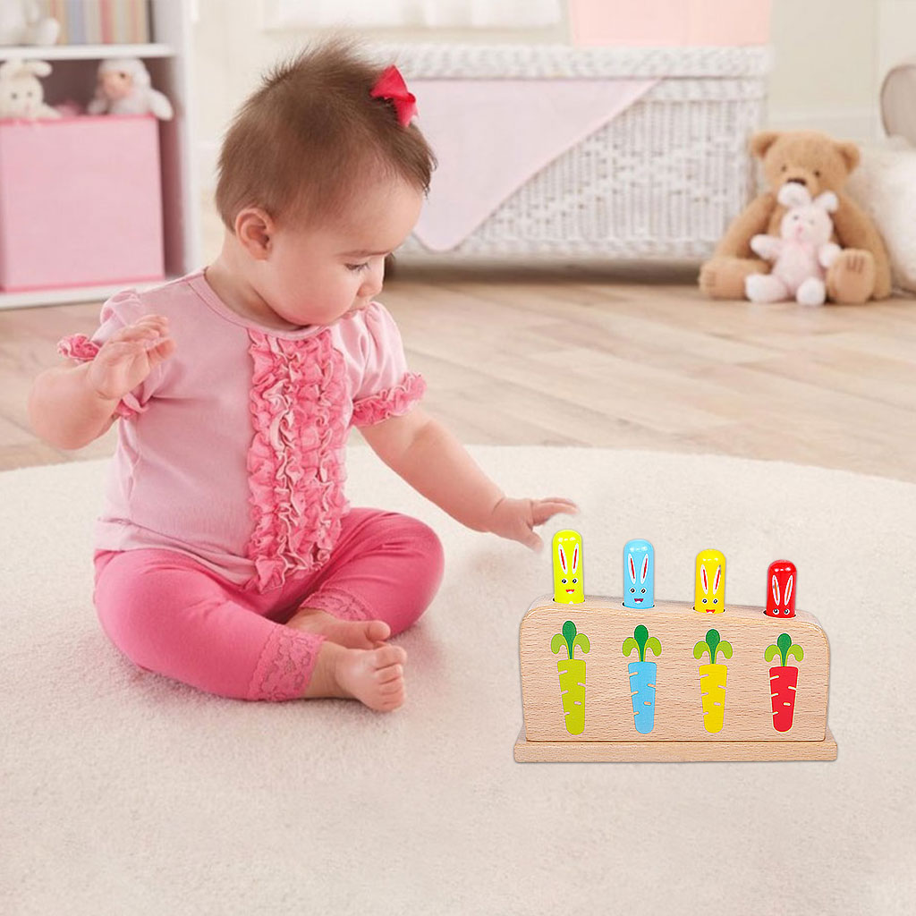Wood Rabbit Tap Bounce Stick Baby Kids Education Toy
