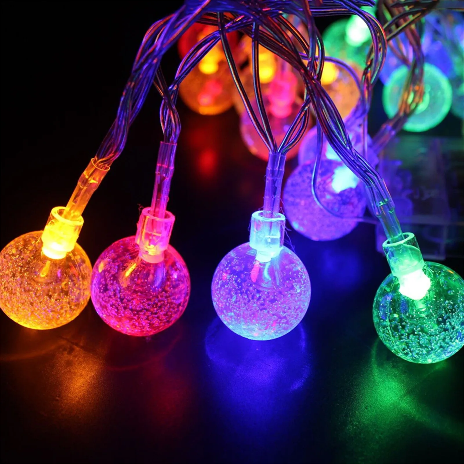 Solar Bubble Balls Lamp String Lights Outdoor Water Drops Outdoor Waterproof Orb Christmas Lights Patio Holiday Party
