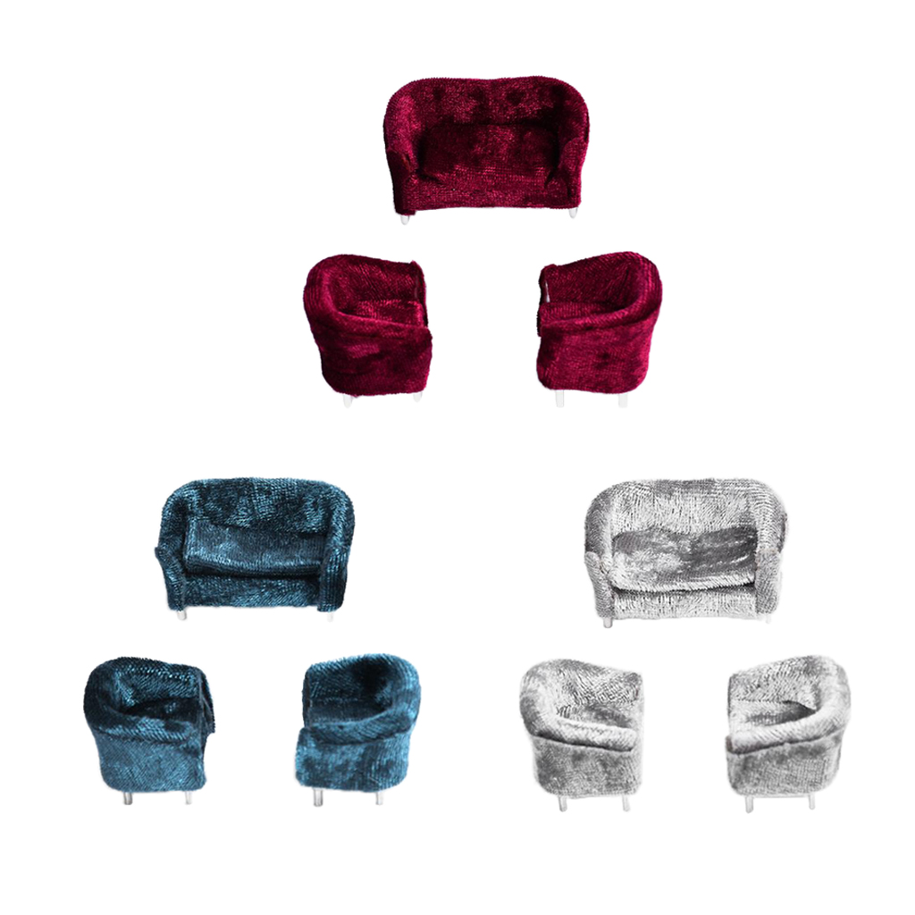 3Pcs/Set Miniature Sofa Doll House Furniture Mini Couch 1/25 Scale,Dollhouse Decoration Accessories