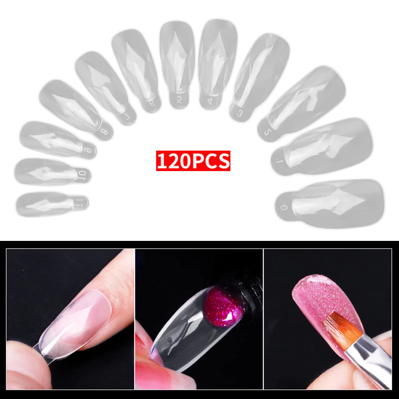 120pcs Fingernail Tips Diamond Shape Manicure ABS Nail Art Mold For Home Use