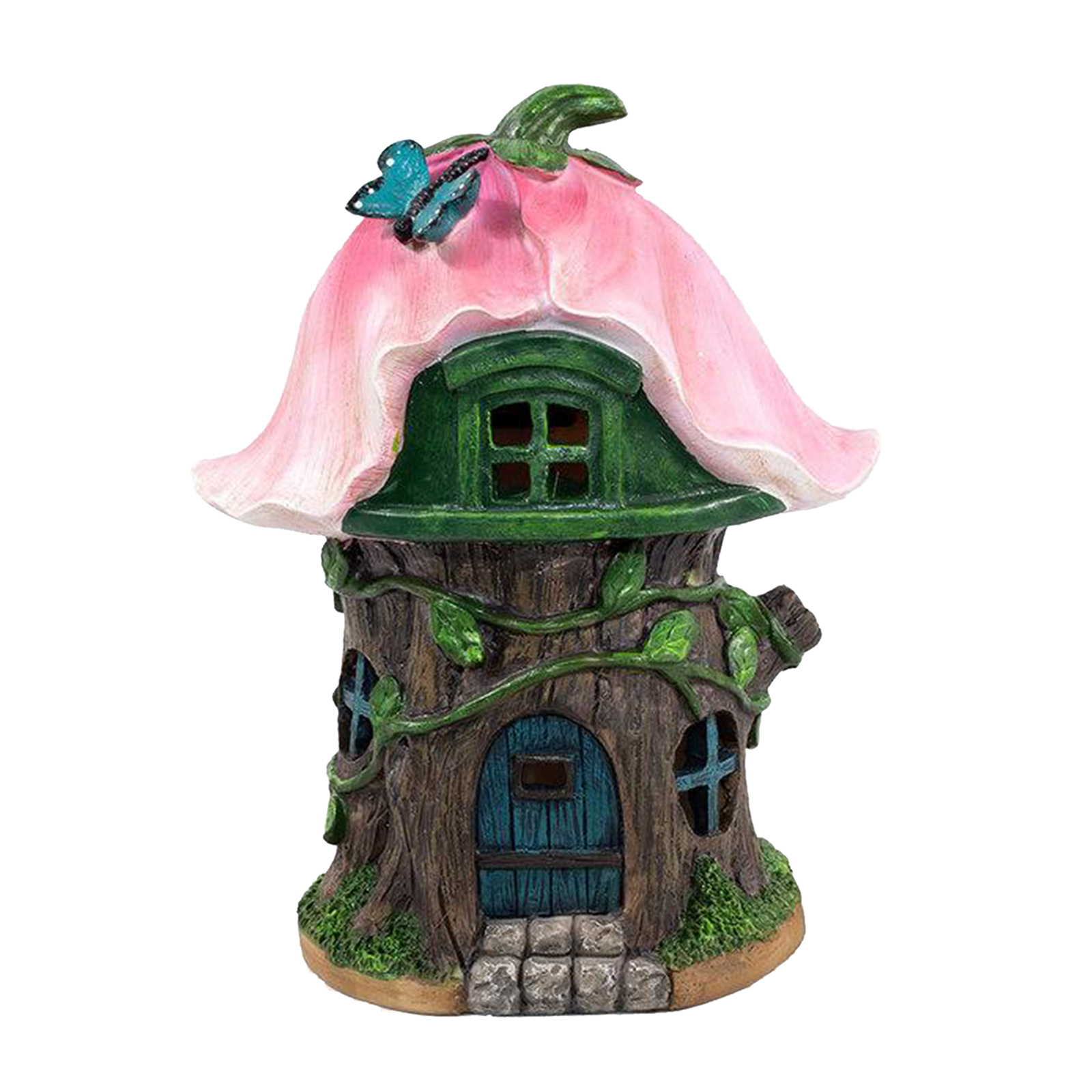 Lovely Mini Fairy House Statue Outdoor Garden Light Patio Yard Path Decor