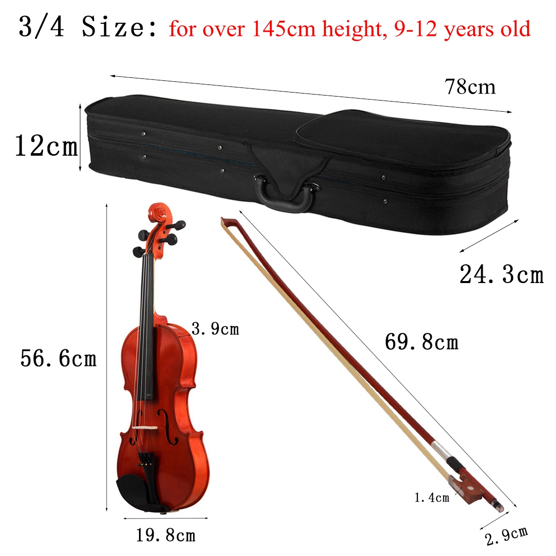 Title 11, 4/4 3/4 1/2 1/8 Acoustic Violin Color Natural /...