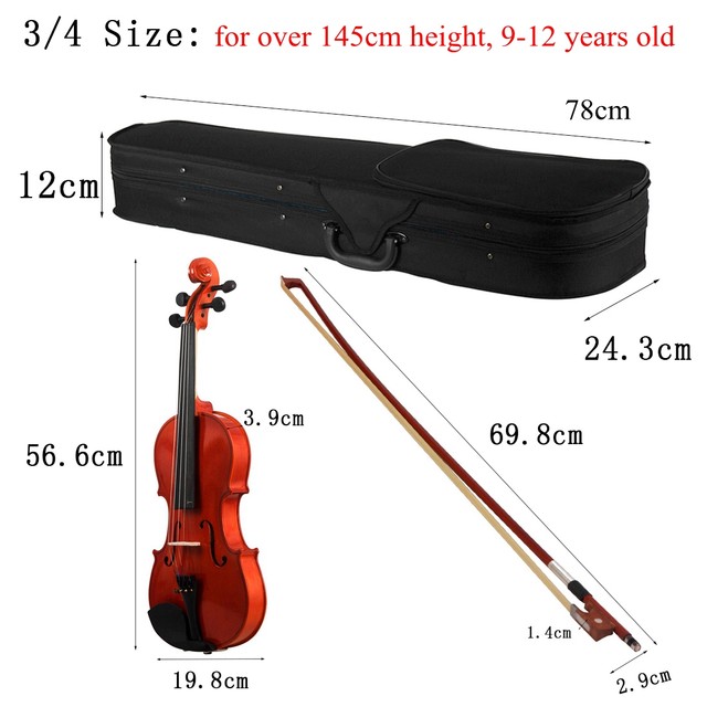 4/4 3/4 1/2 1/8 Acoustic Violin Color Natural / Black Fiddle For Violin  Beginner With Case & Bow & Rosin