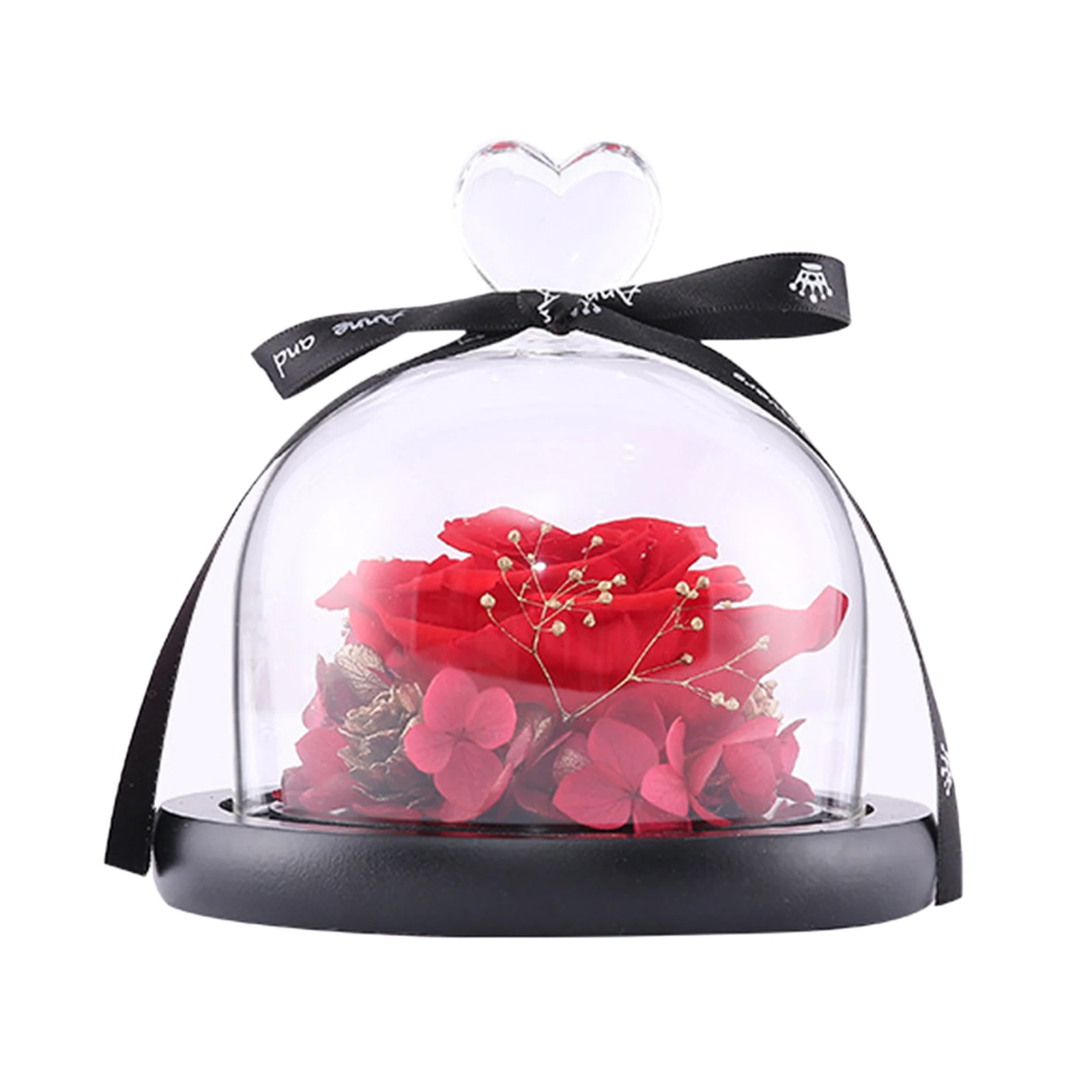 Preserved Rose Fresh Glass Dome Wedding Gift Present Home Decor Centerpieces