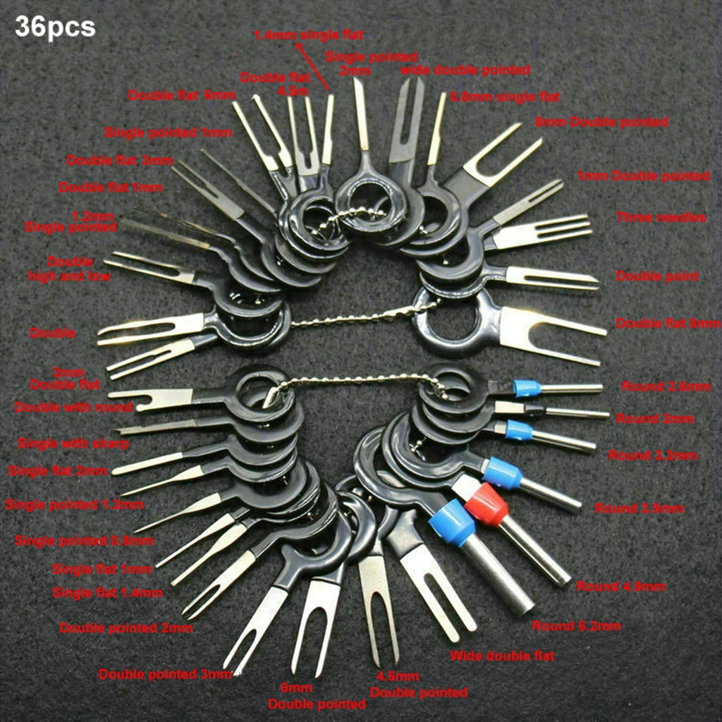 36xTerminal Removal Tool Set Car Electrical Cable Wiring Crimp Pin Extractor Kit