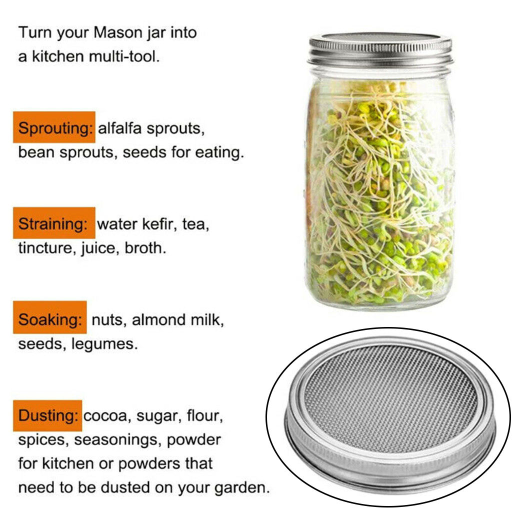 85mm Stainless Steel Mason Jar Mesh Screen Sprouting Lid Cover for Growing Beans Broccoli