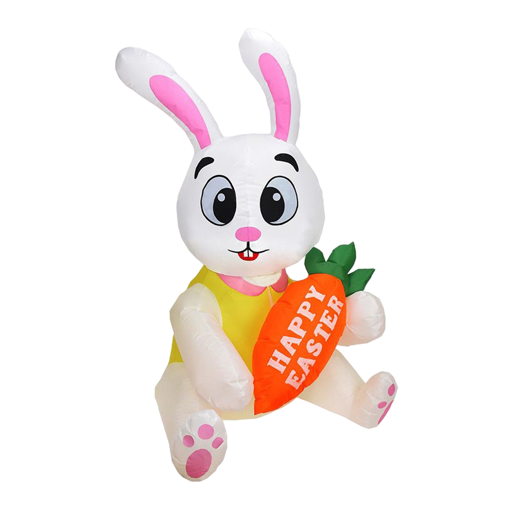 5Ft Giant Easter Inflatables Bunny with Carrot Outdoor Indoor Easter Holiday Decor,  Yard Inflatables Decor LED Lights