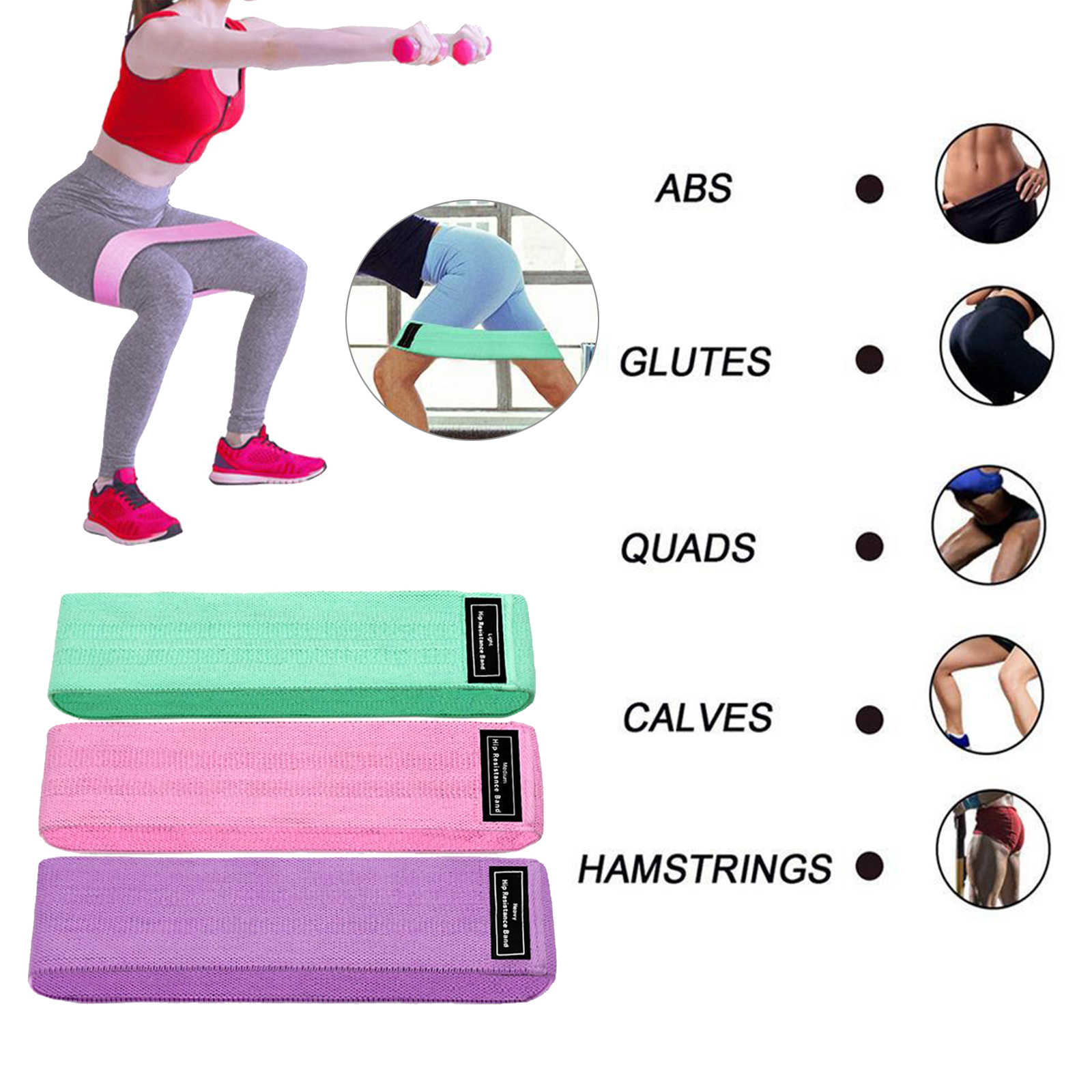 3pcs Hip Resistance Bands Workout Bands Loop for Gym Training Stretching Yoga Booty Leg Elastic Band Workout Equipment