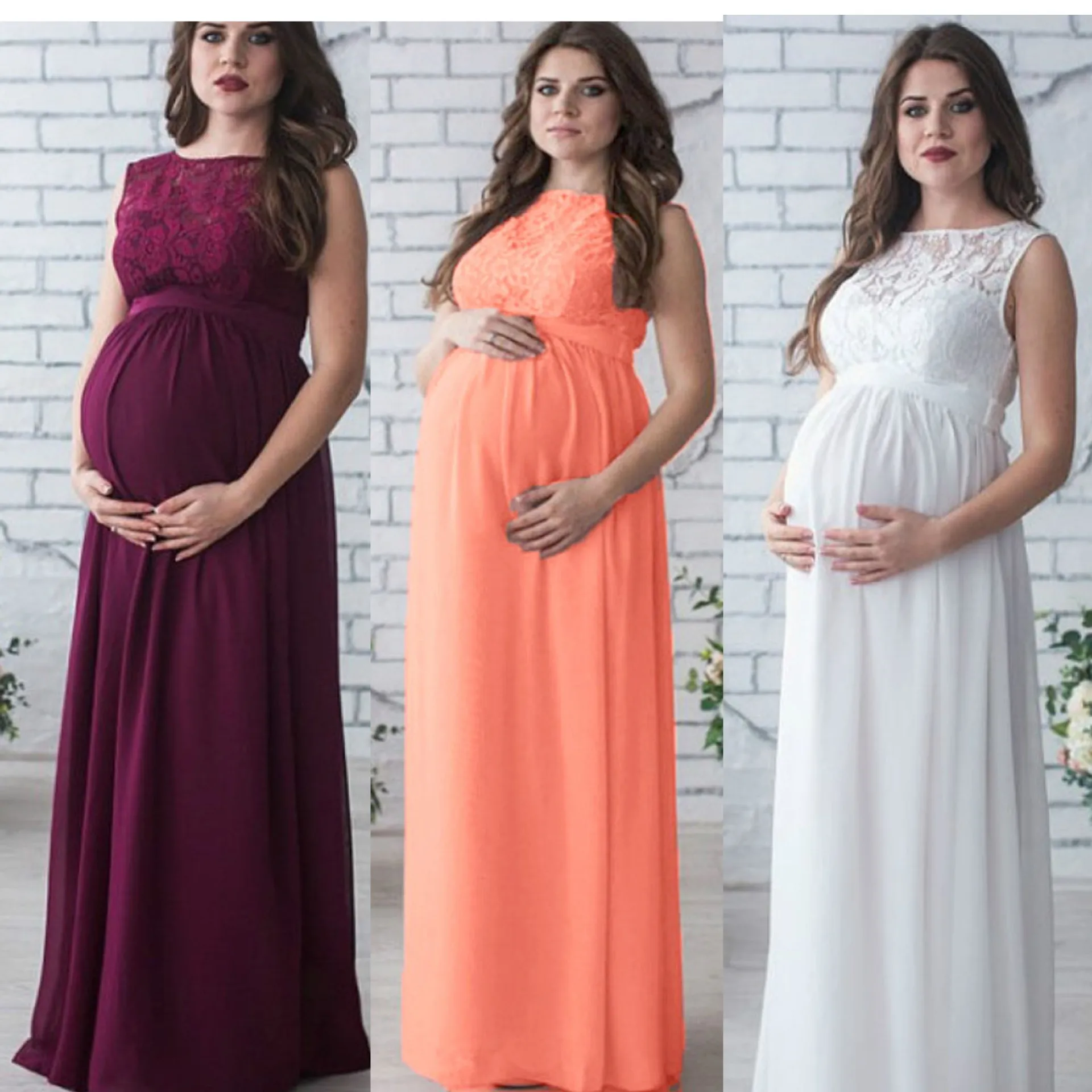 Vestidos de encaje de para mujeres embarazadas, ropa de verano de cola para fotografía, vestidos de novia para embarazadas| | AliExpress