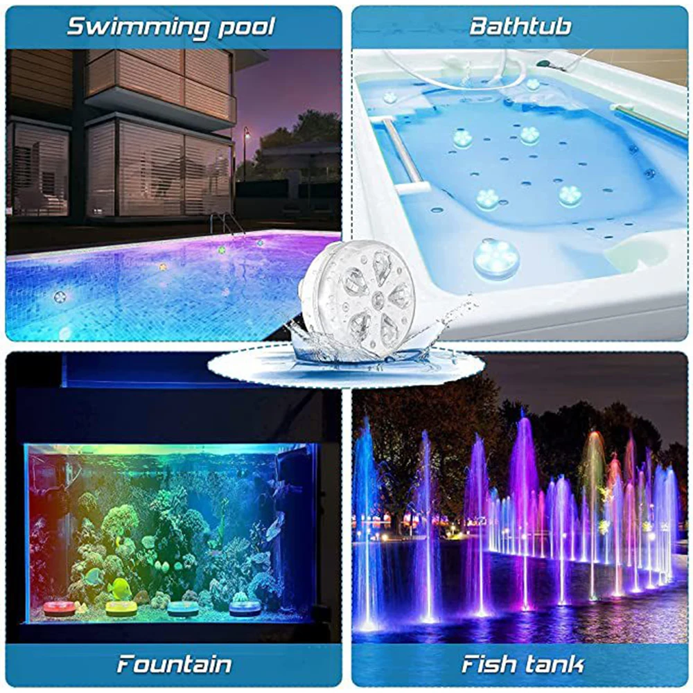 LED Light RGB Underwater Waterproof Pool Light Remote Control Fountain Light Diving Pond Aquarium Christmas Garden Decor Lamps submersible led pool lights
