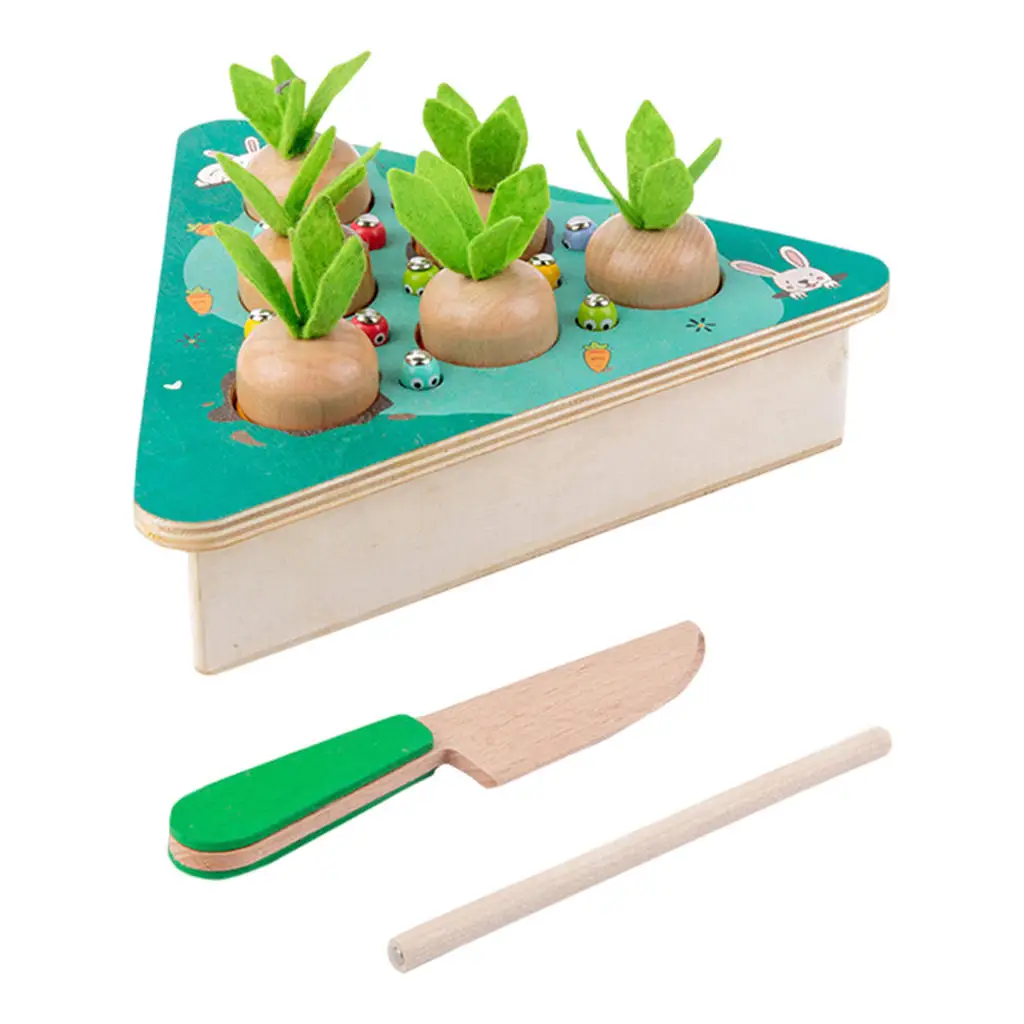 Montessori Wooden Toys Pulling Radish Toy Preschool Learning Toys Matching Game for Kids 1 2 3 4 5 6 Baby Toddler Xmas Gifts