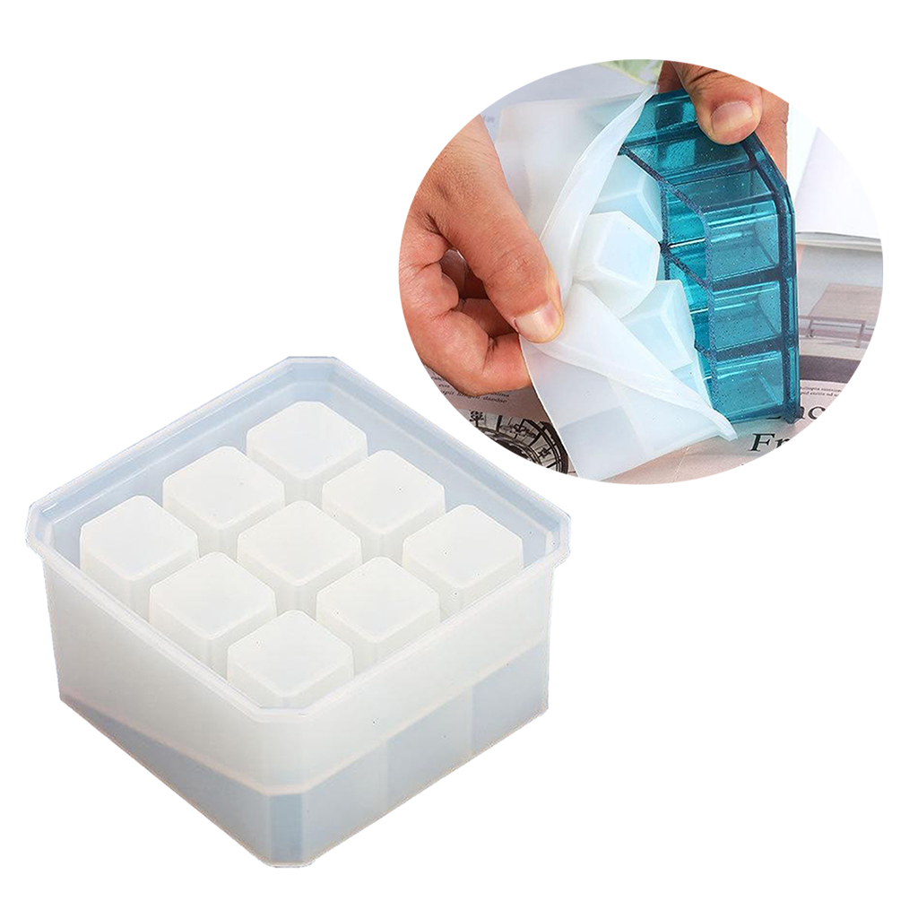 Rectangle/Square 9/12Grid Storage Box Mold Resin Making Mould Casting Craft DIY